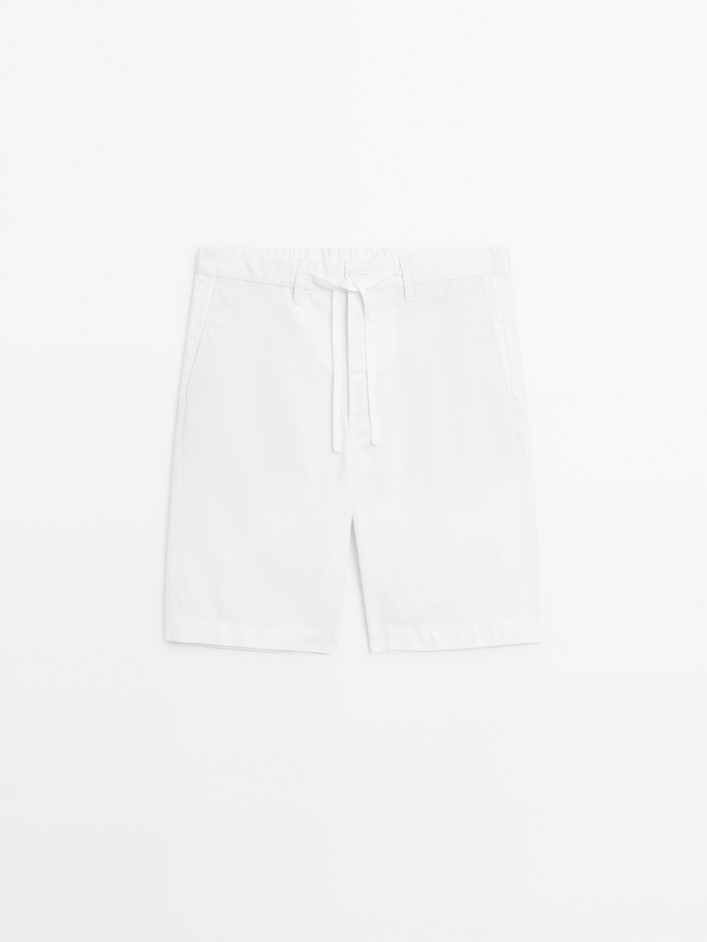 Calções bermuda semijogger em mistura de algodão