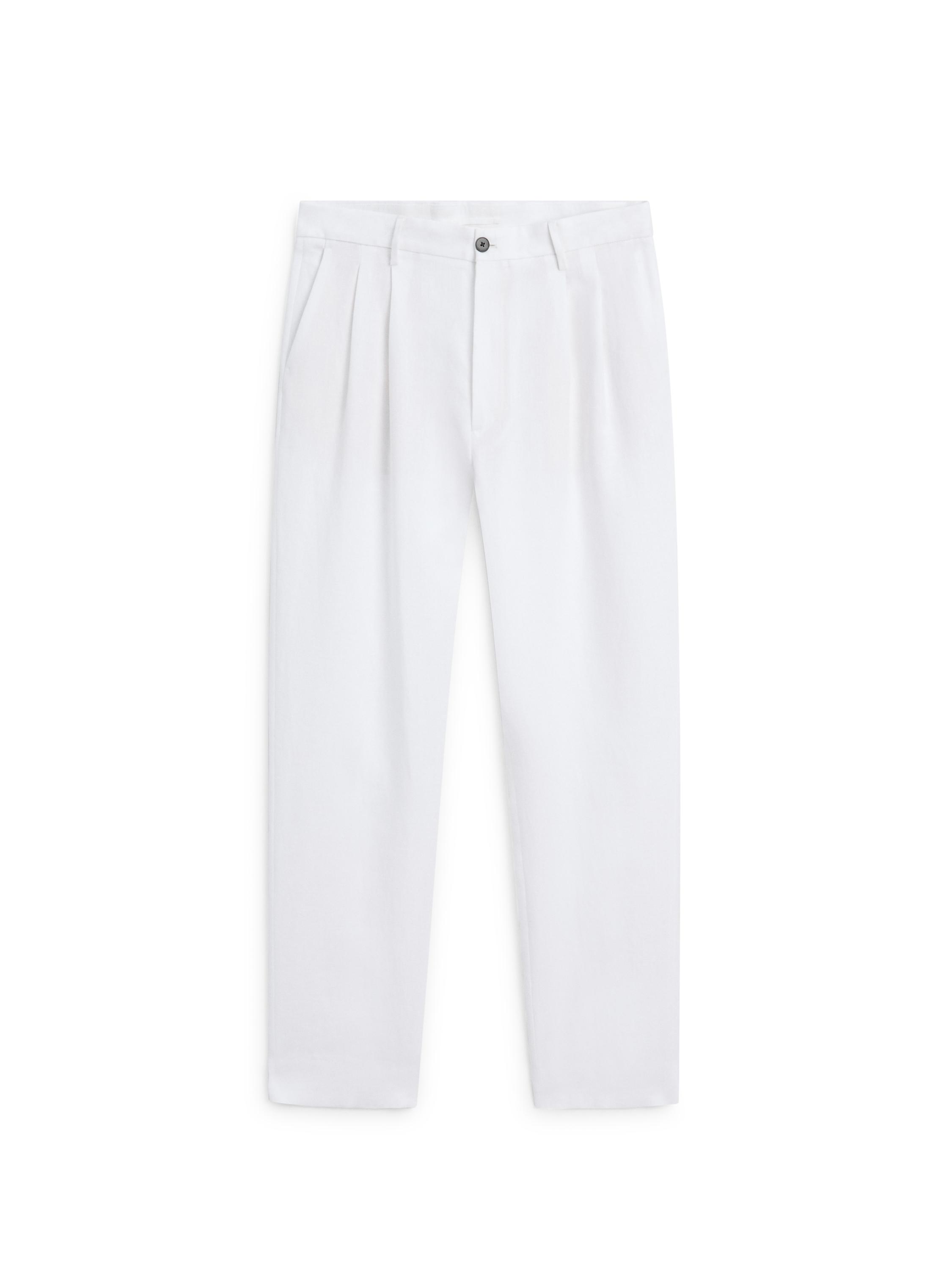 Linen trousers with double dart details - LIMITED EDITION — WHITE