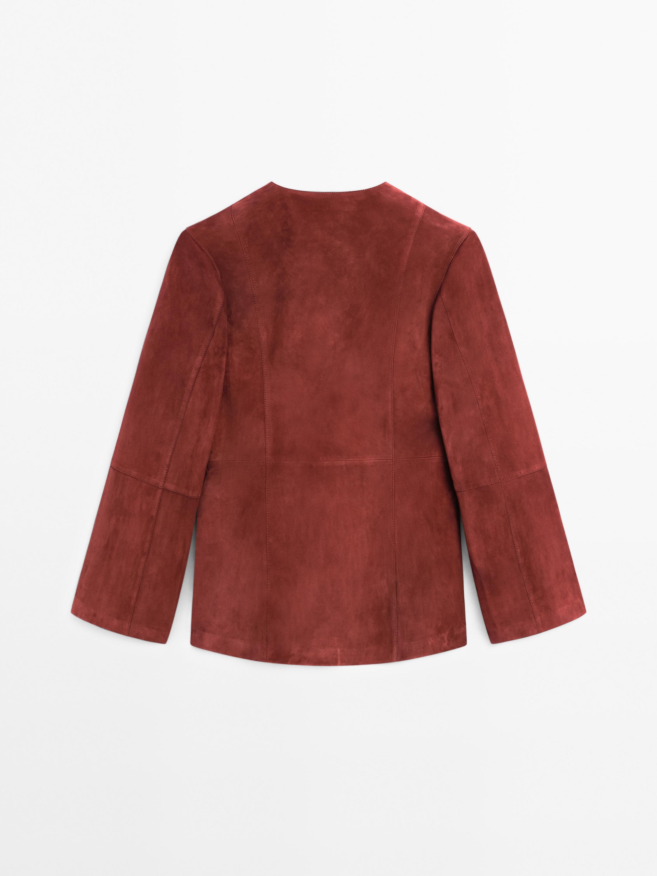 Crossover suede leather kimono