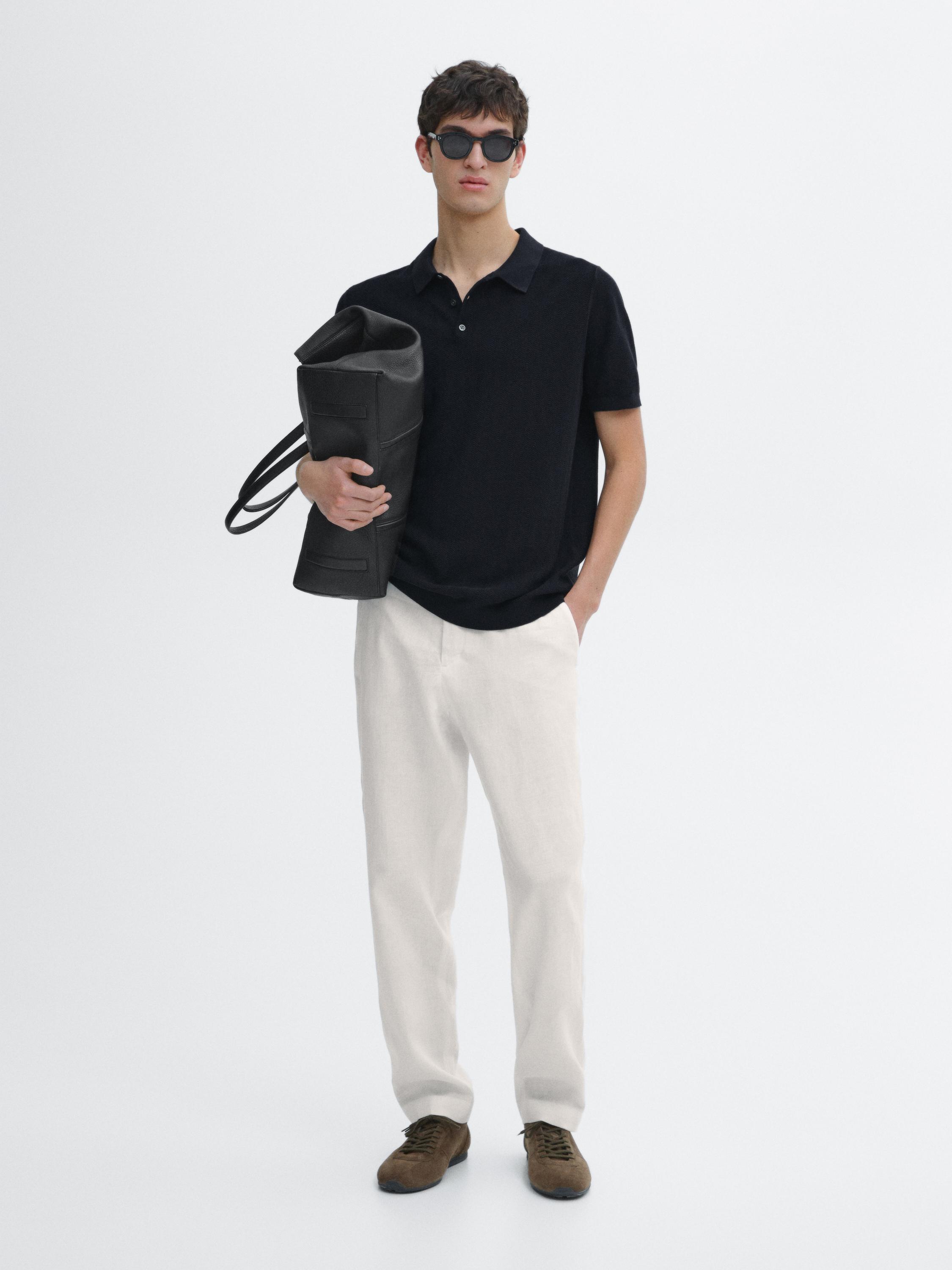 100% linen regular fit trousers