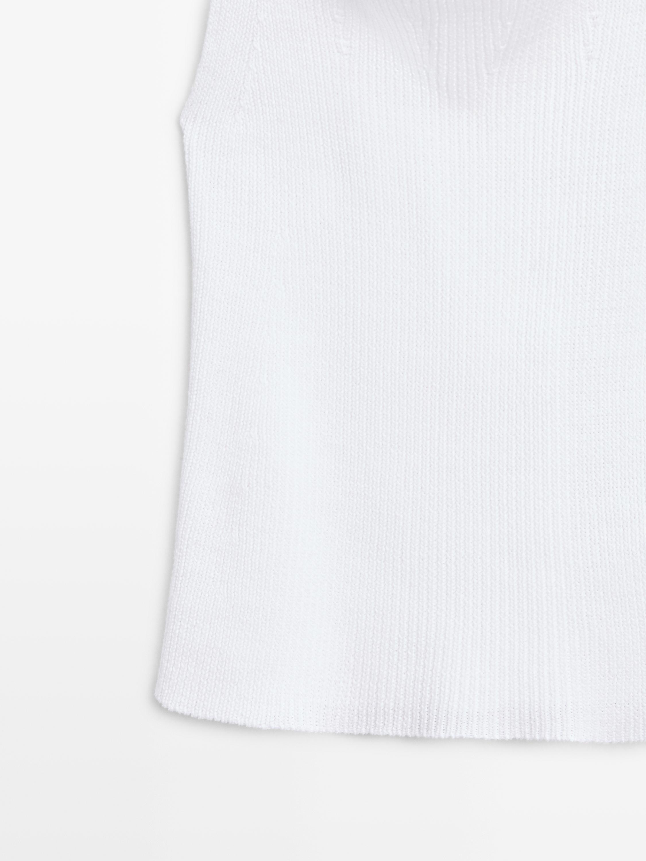 Cotton top with cowl neckline — PURE WHITE