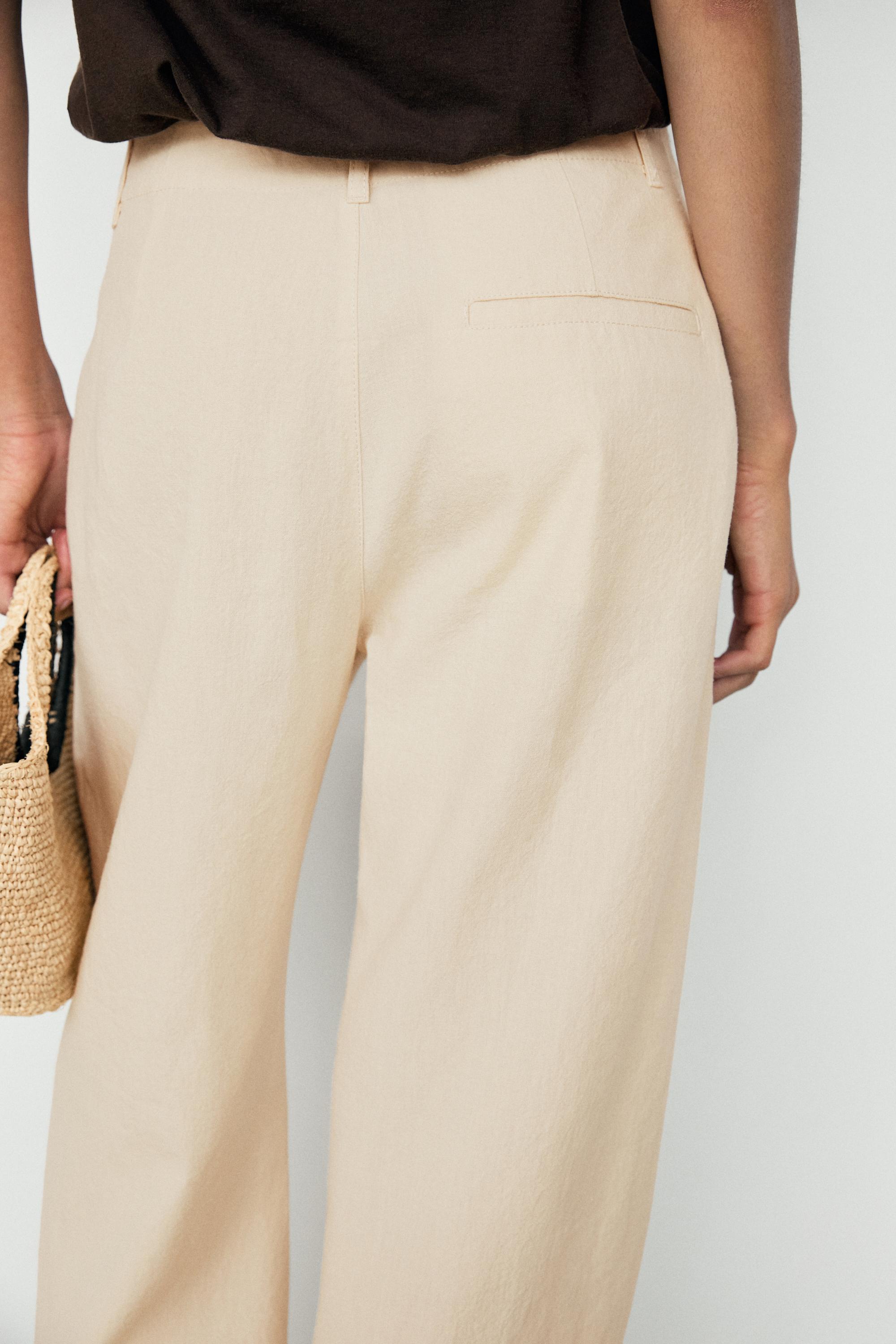 Linen blend relaxed fit pants — OCHRE MARL
