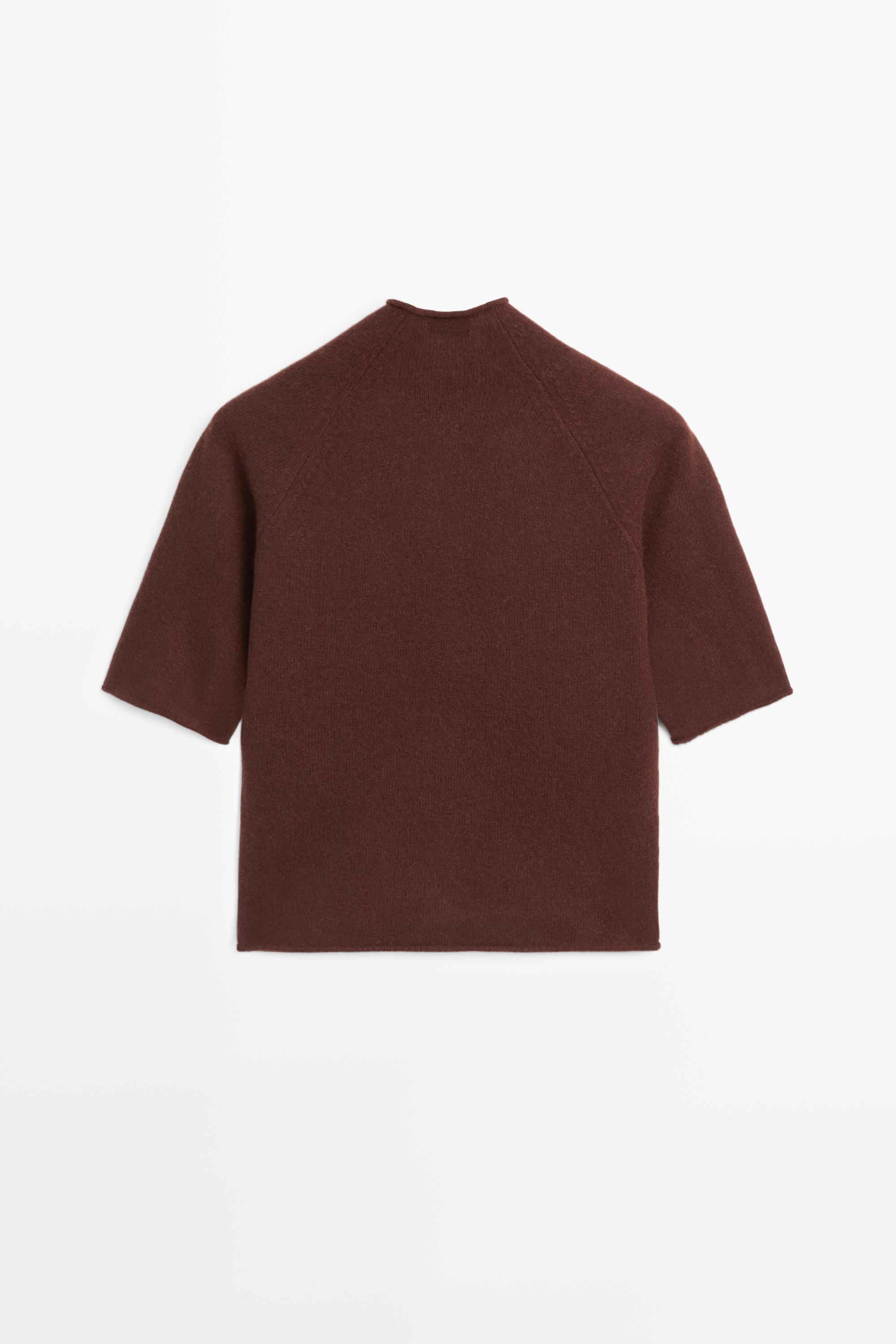 100% wool funnel neck knit cardigan