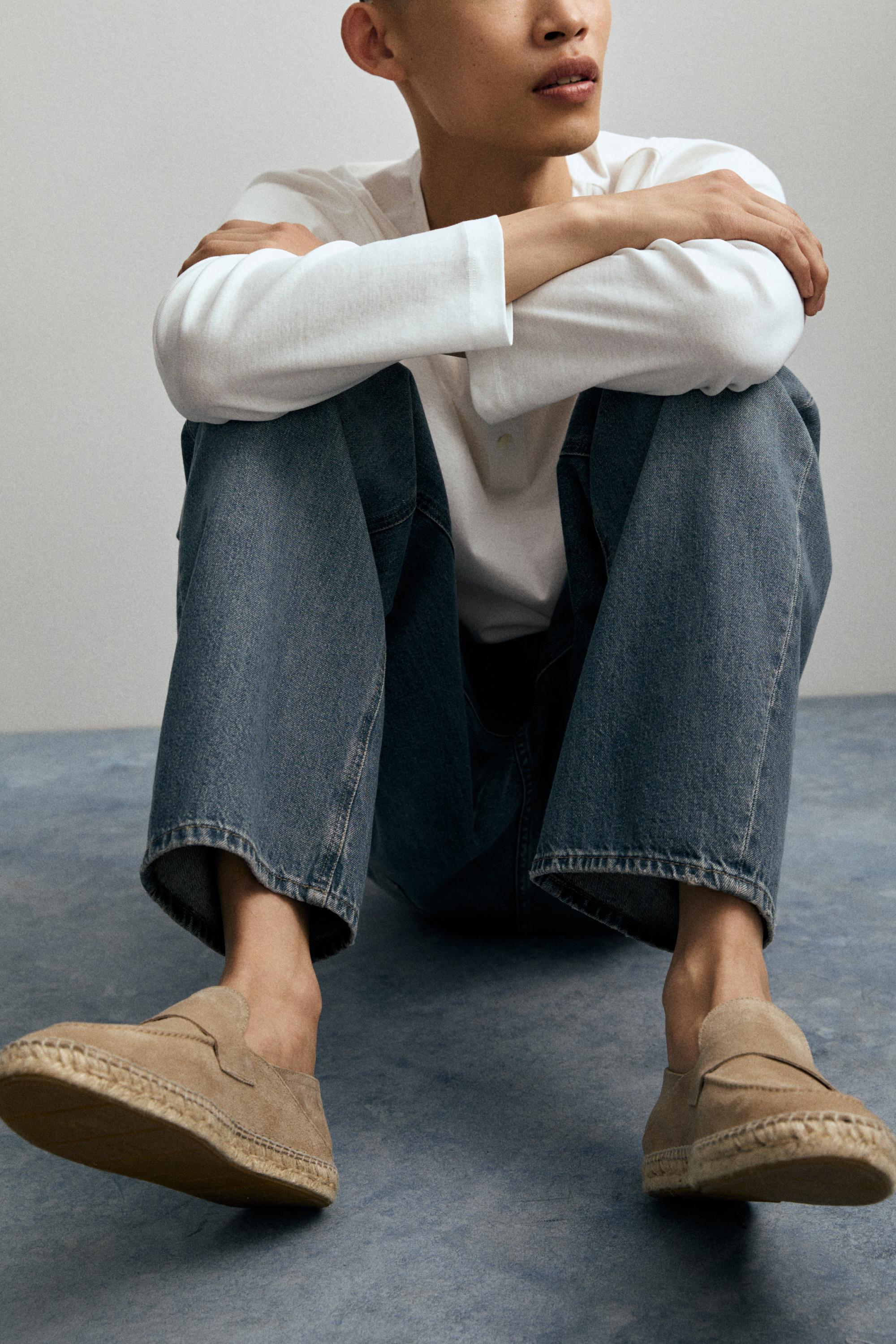 Split suede leather espadrille with piece — SAND