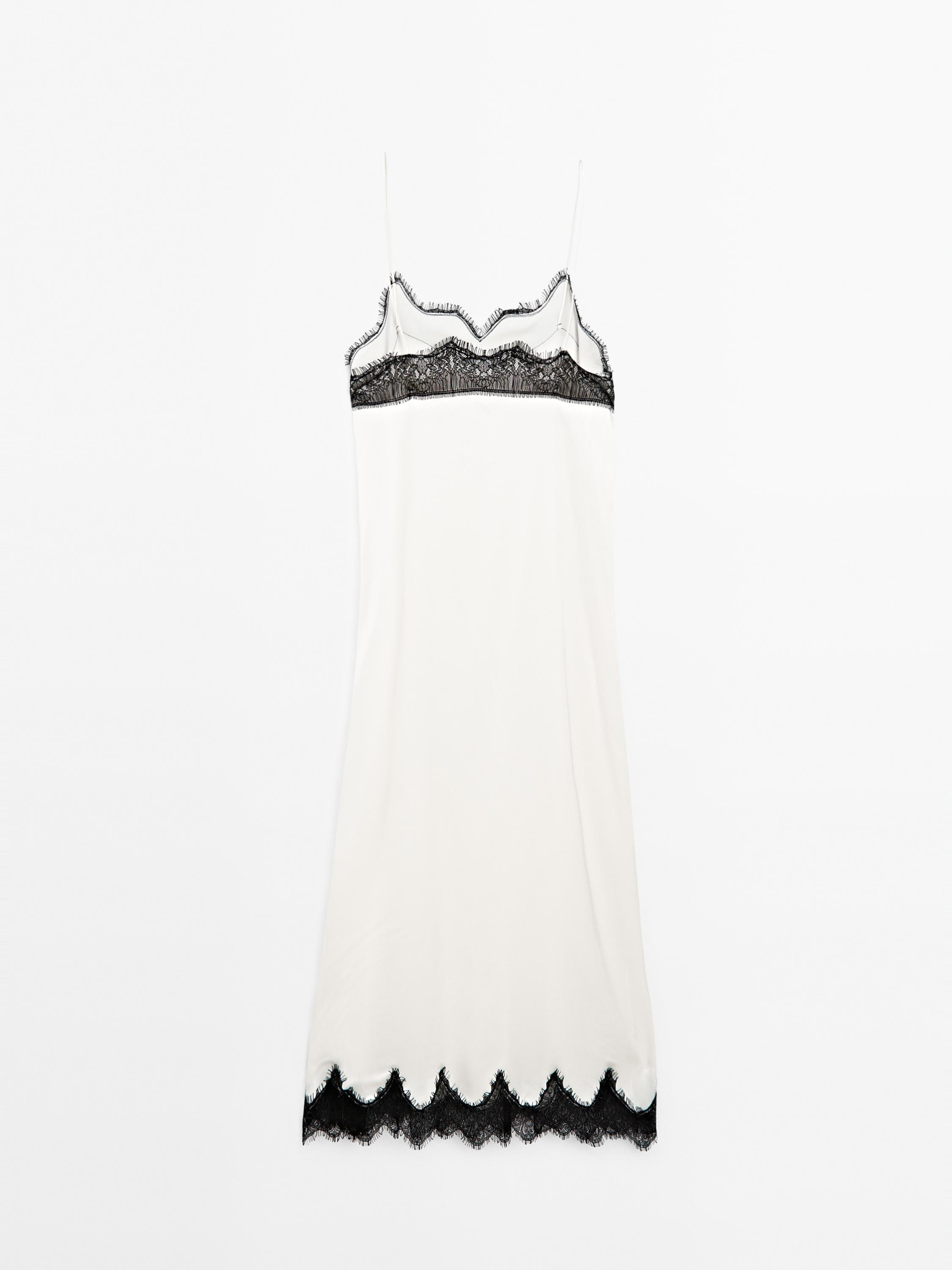 Vestido midi lencero contraste