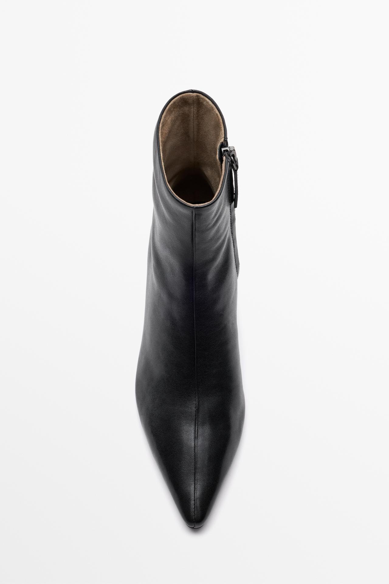 Leather low-heel ankle boot — BLACK