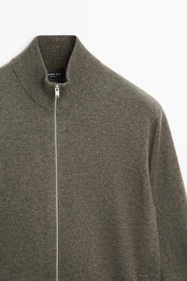 100% cashmere zip-up knit cardigan — GREENISH 4
