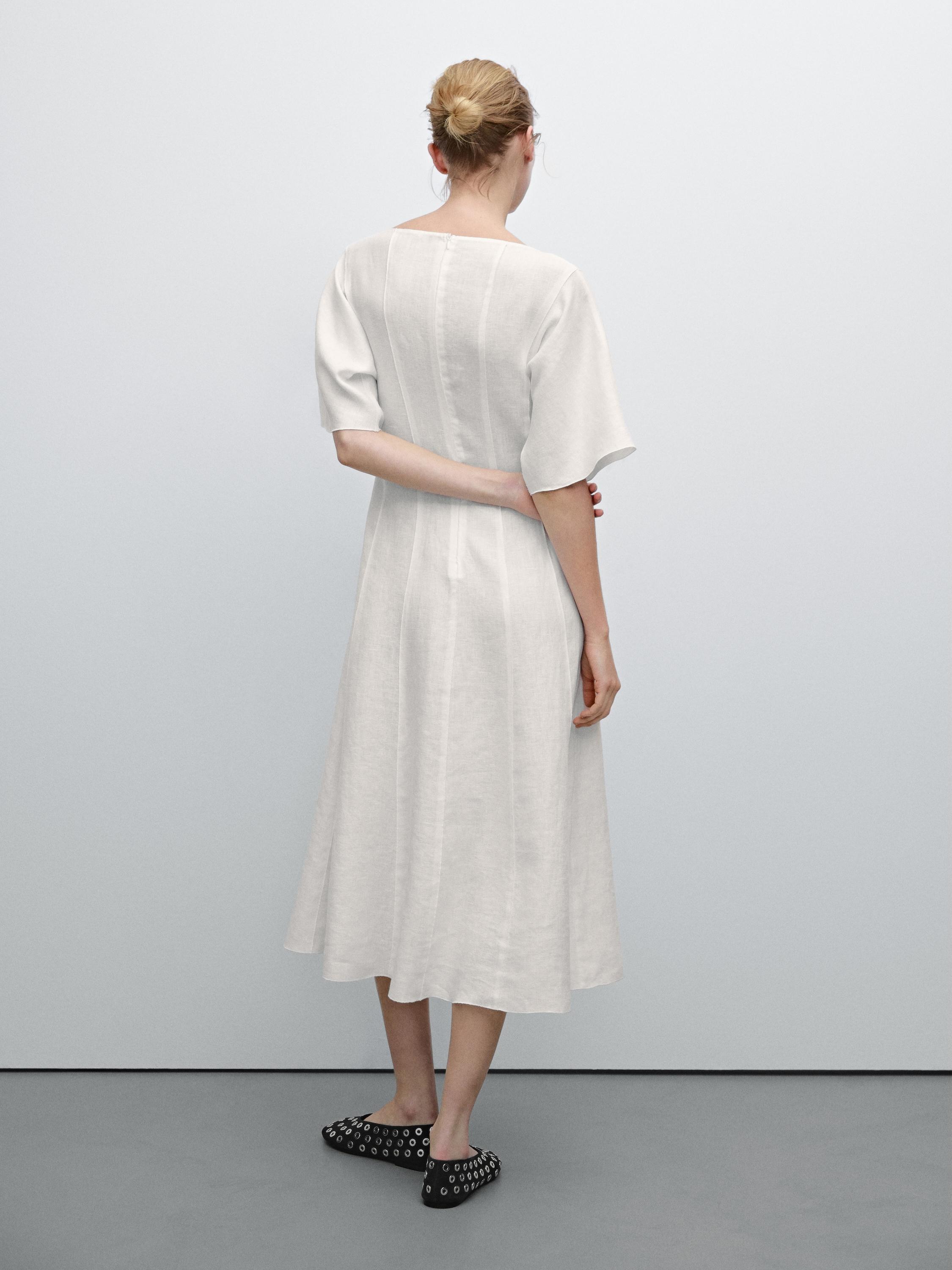100% linen midi dress with seams