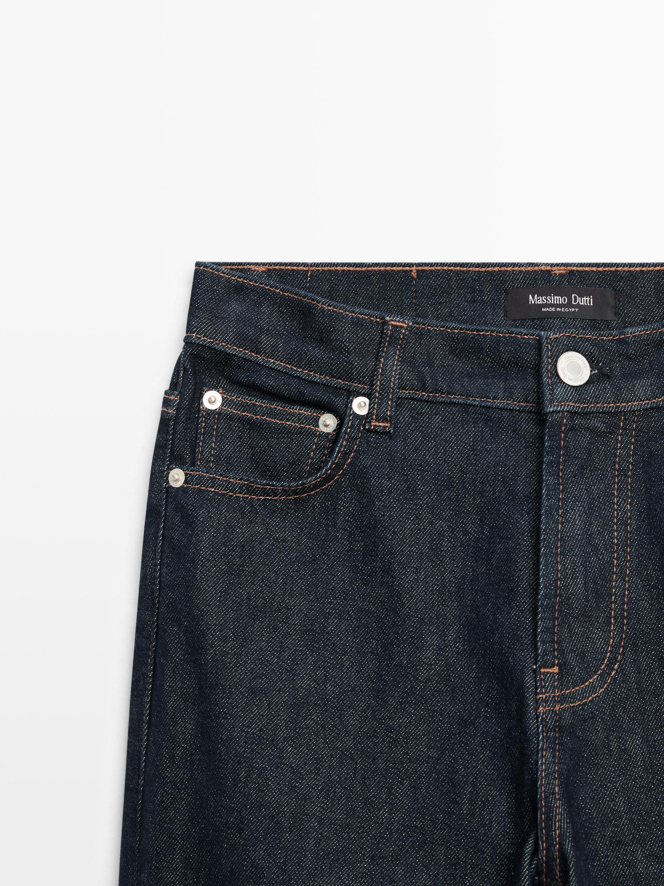 Mid waist jeans med lige ben