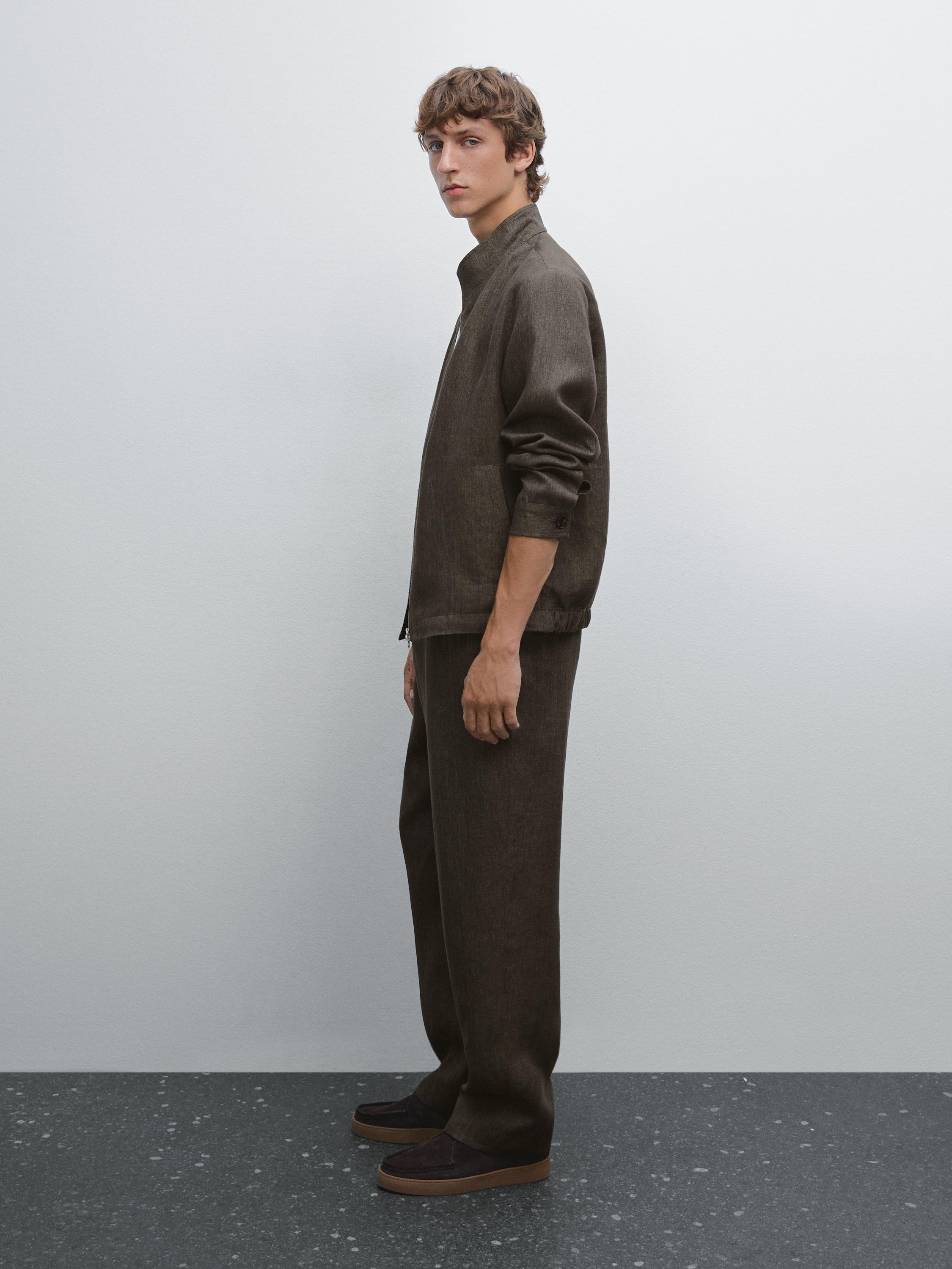 Faded total look linen trousers