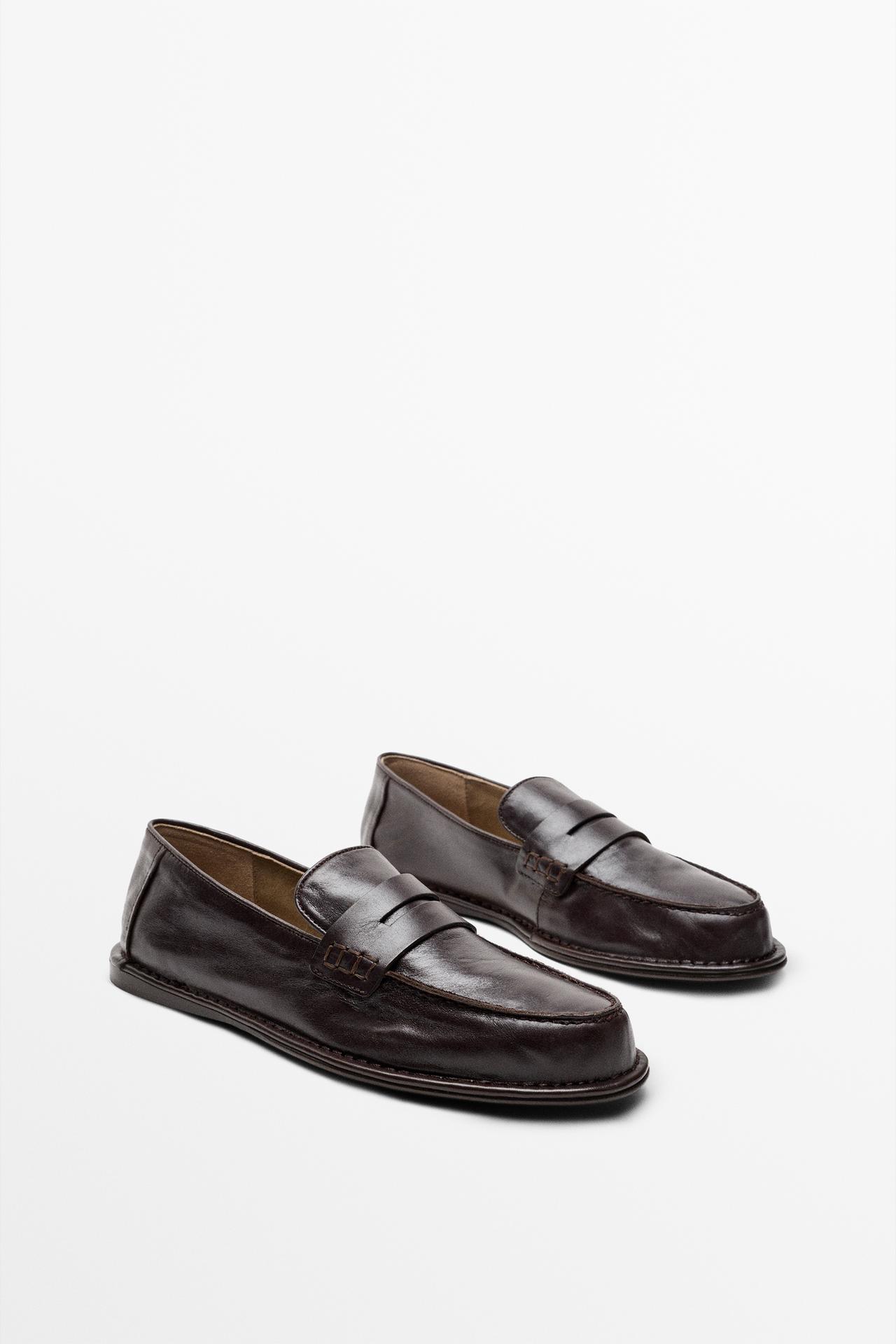 Soft leather penny loafer — BROWN