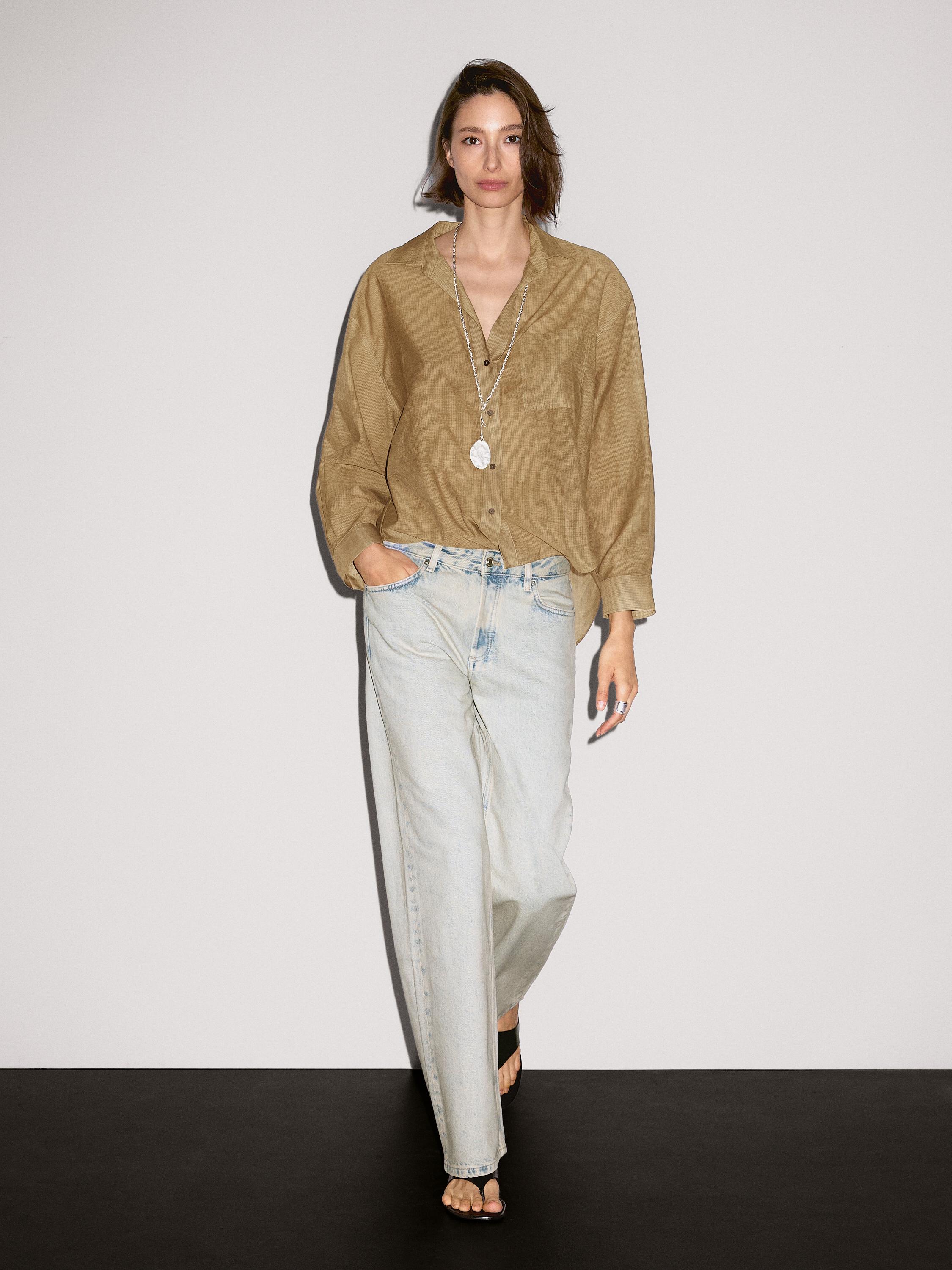 قميص مخطط من القطن المخلوط