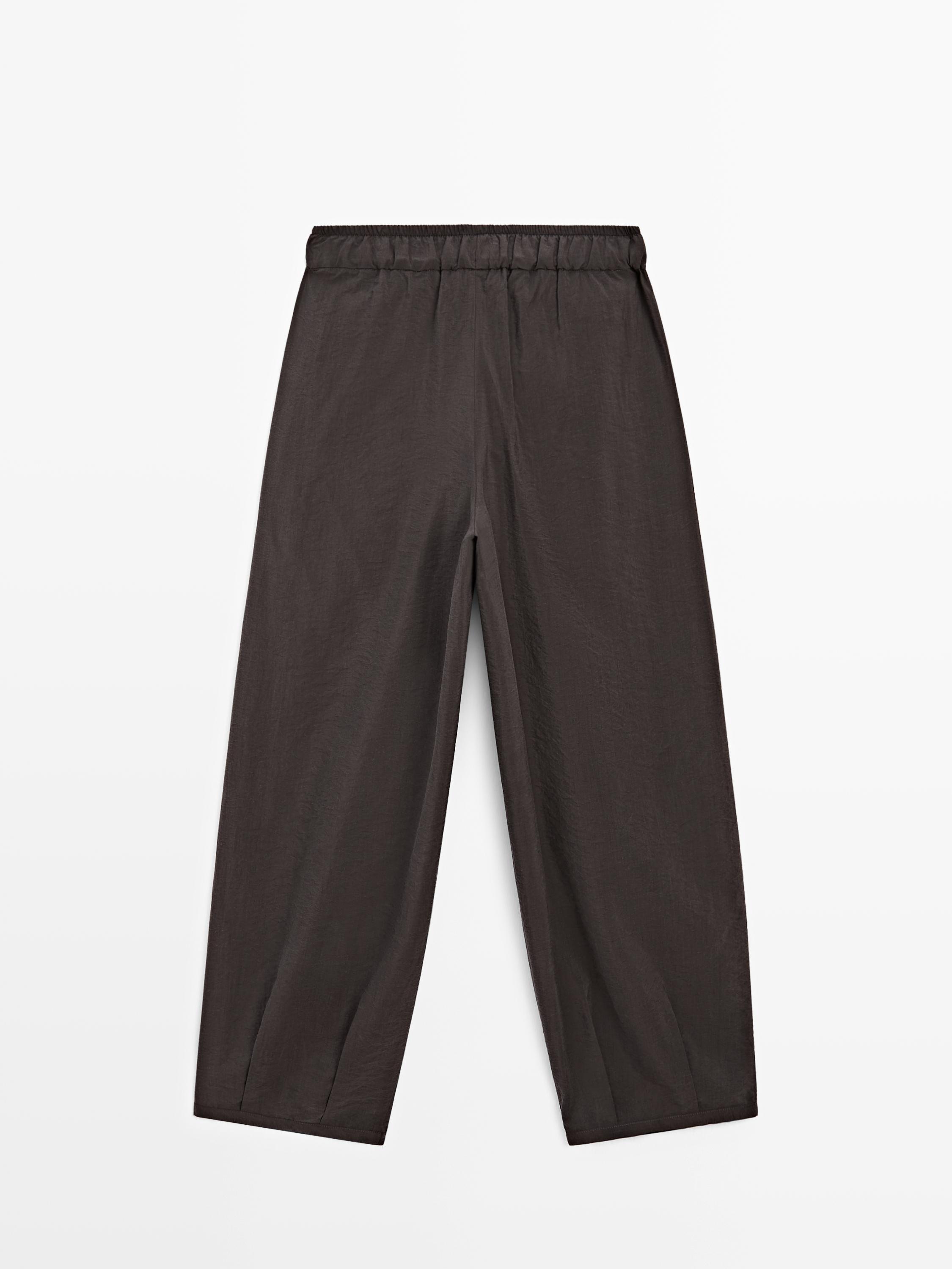 Voluminous silk blend trousers
