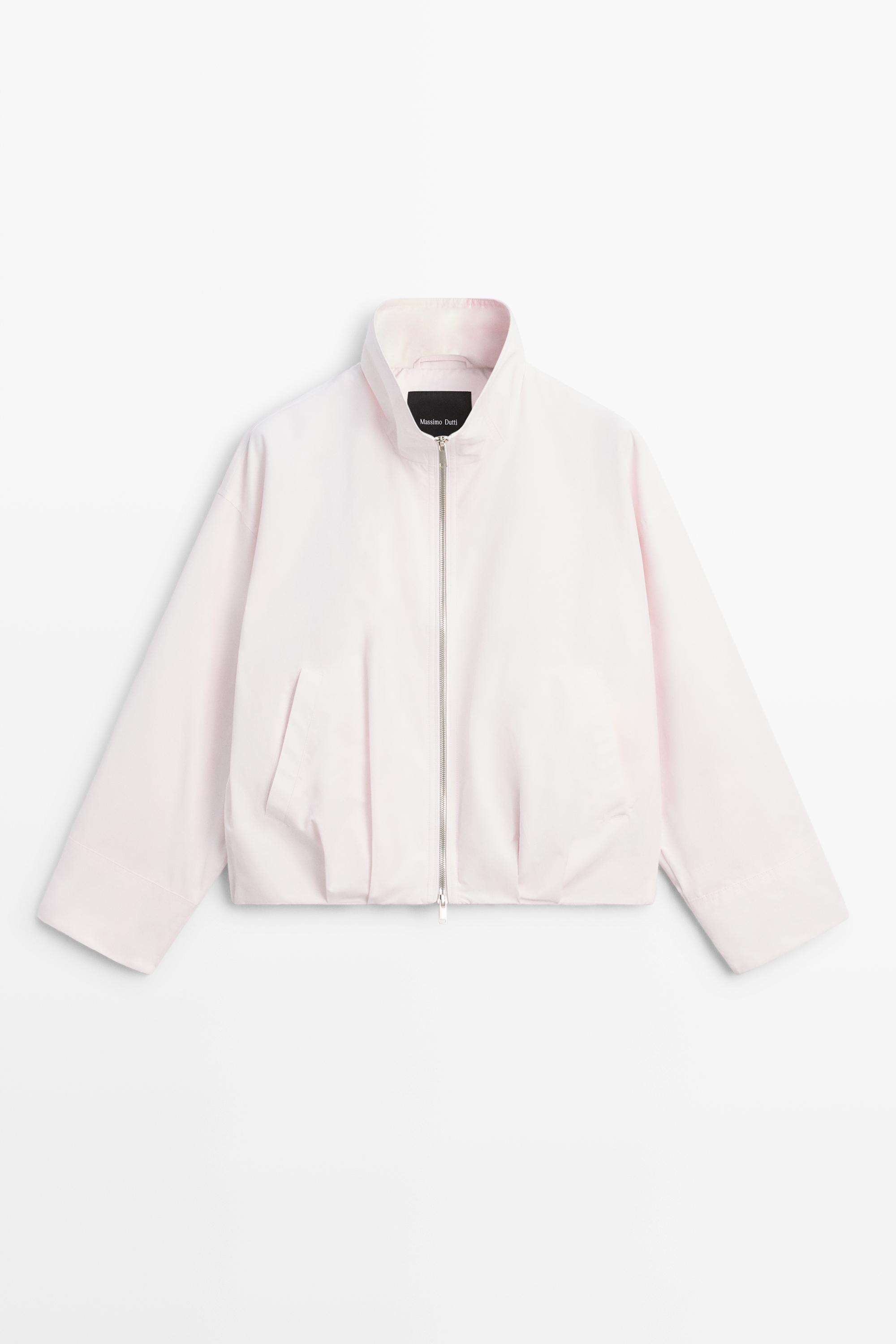 High-neck bomber jacket — ROSE PINK