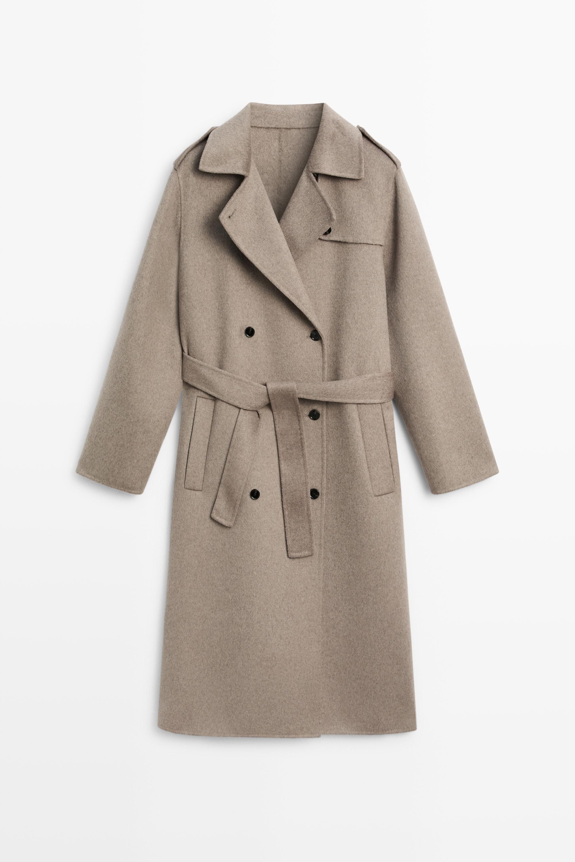 Long wool blend trench coat