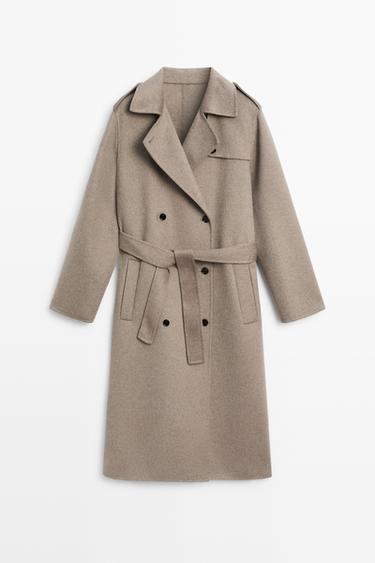 Long wool-blend trench coat — GREY 2