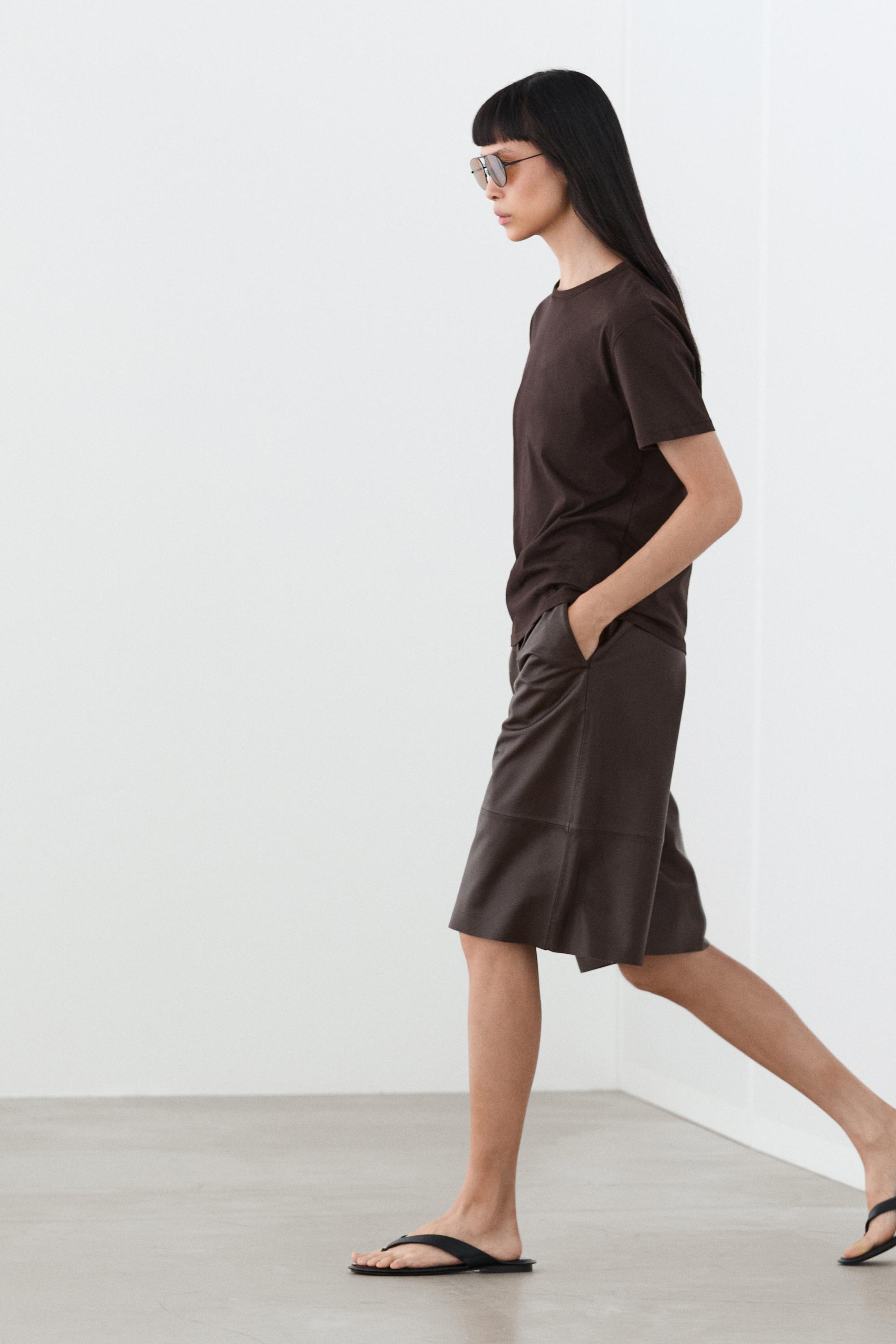 100% cotton short-sleeve T-shirt — BROWN