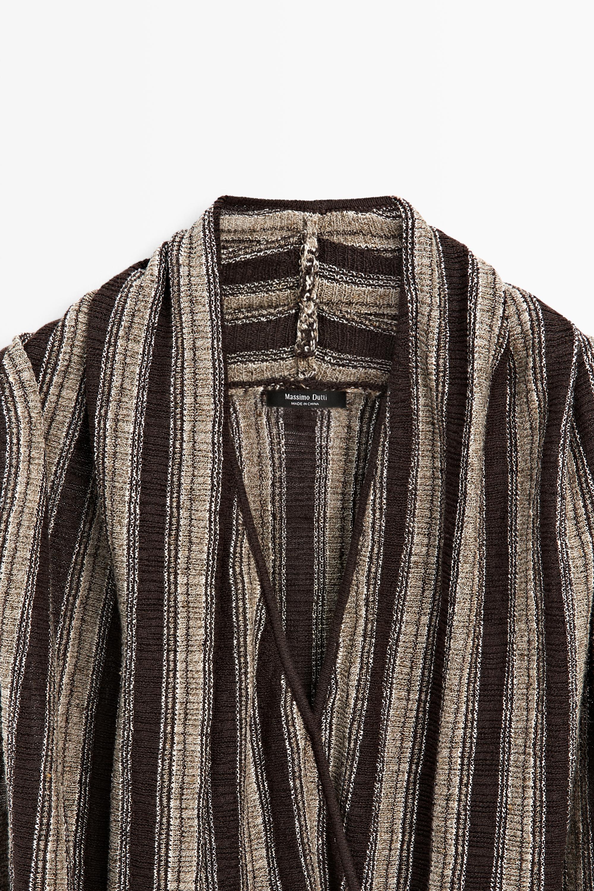 Surplice top with striped detail — BROWN