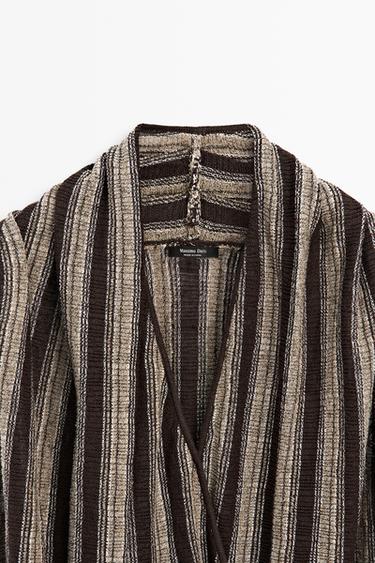 Surplice top with striped detail — BROWN 8