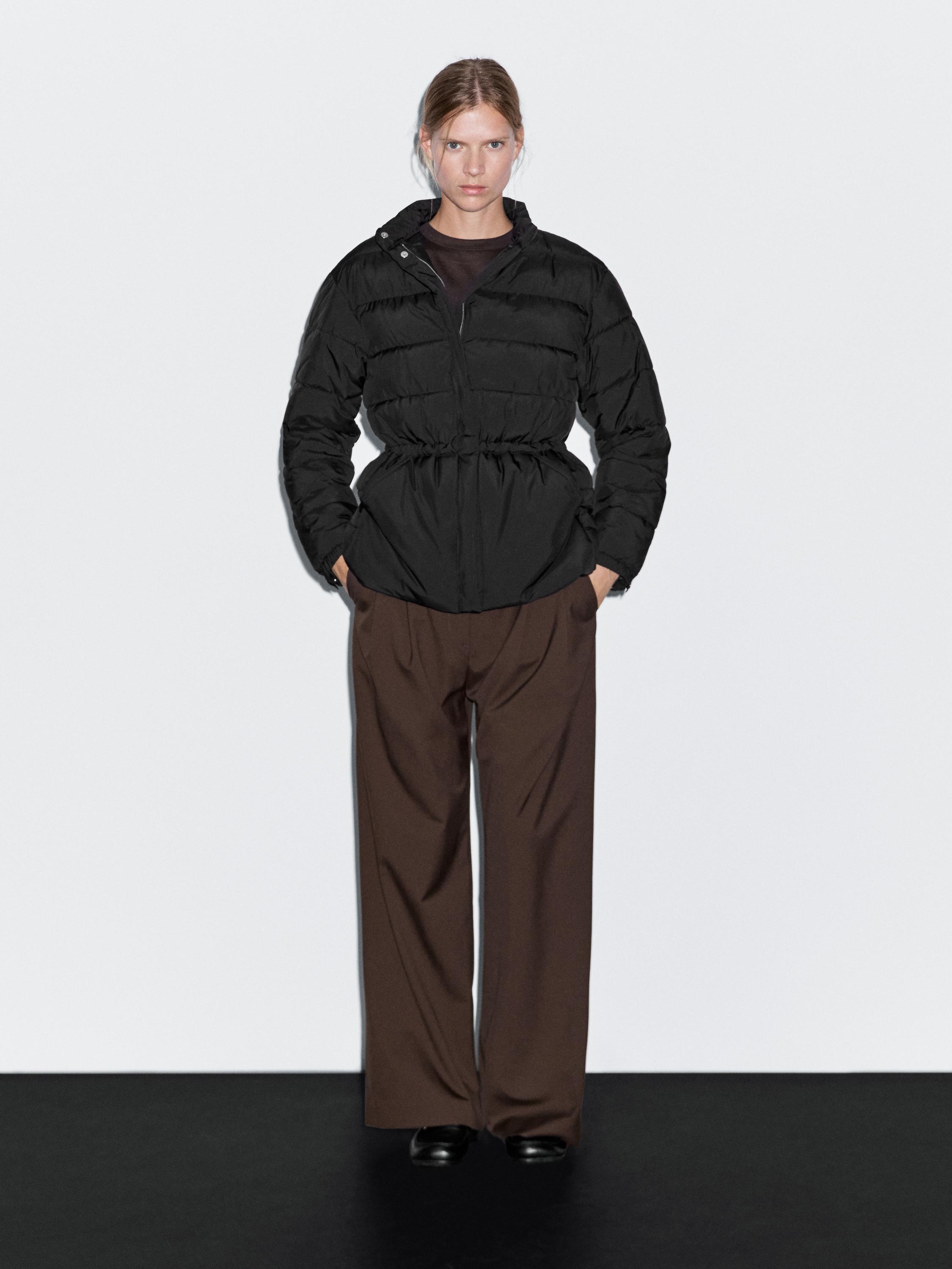 Puffer jacket with stand collar