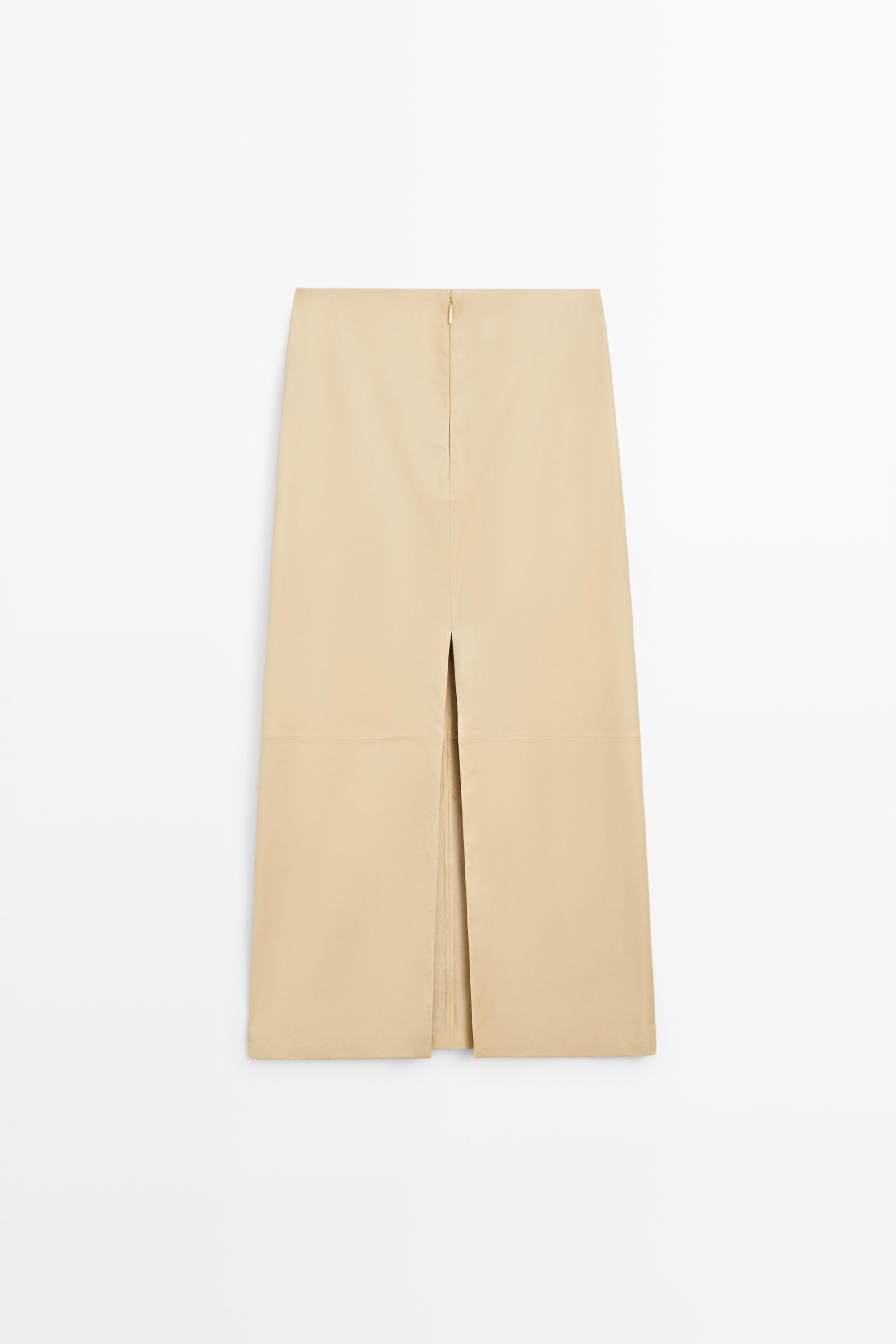 Nappa leather midi skirt — Vanilla