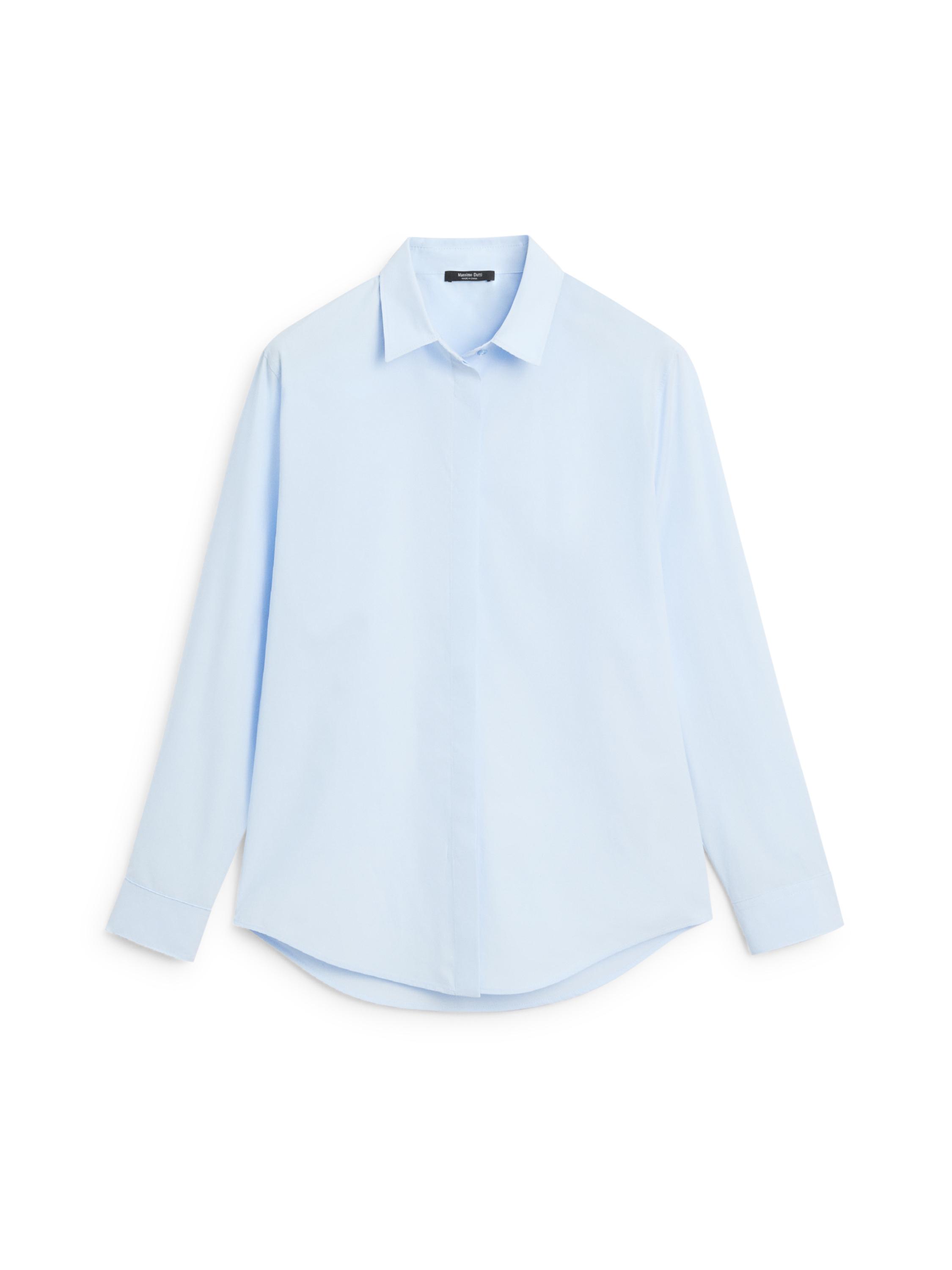 Poplin shirt with hidden buttons — SKY BLUE