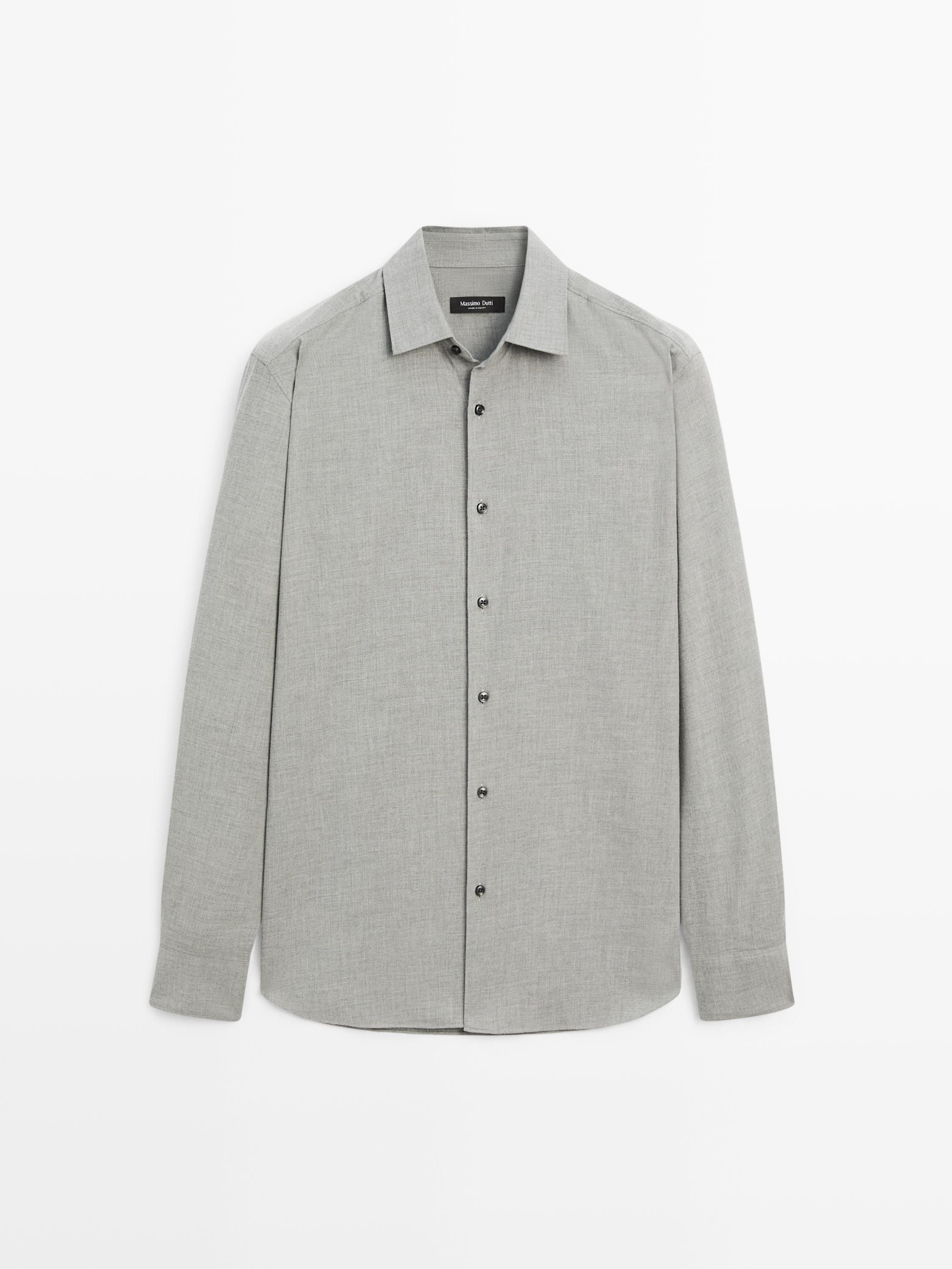 Chemise slim chinée en twill