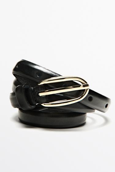 Nappa leather belt with oval buckle — BLACK 4
