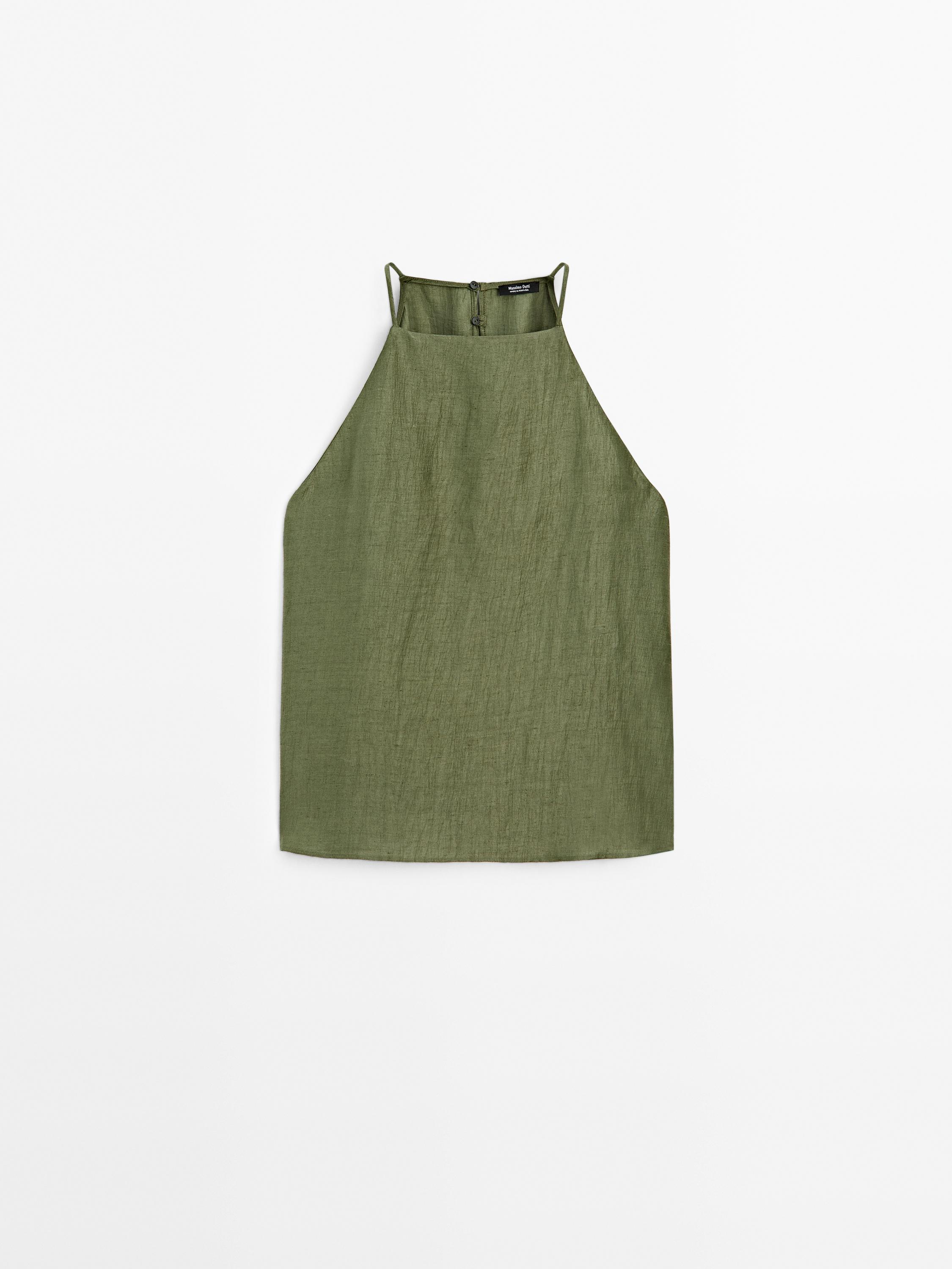 Linen blend halter top