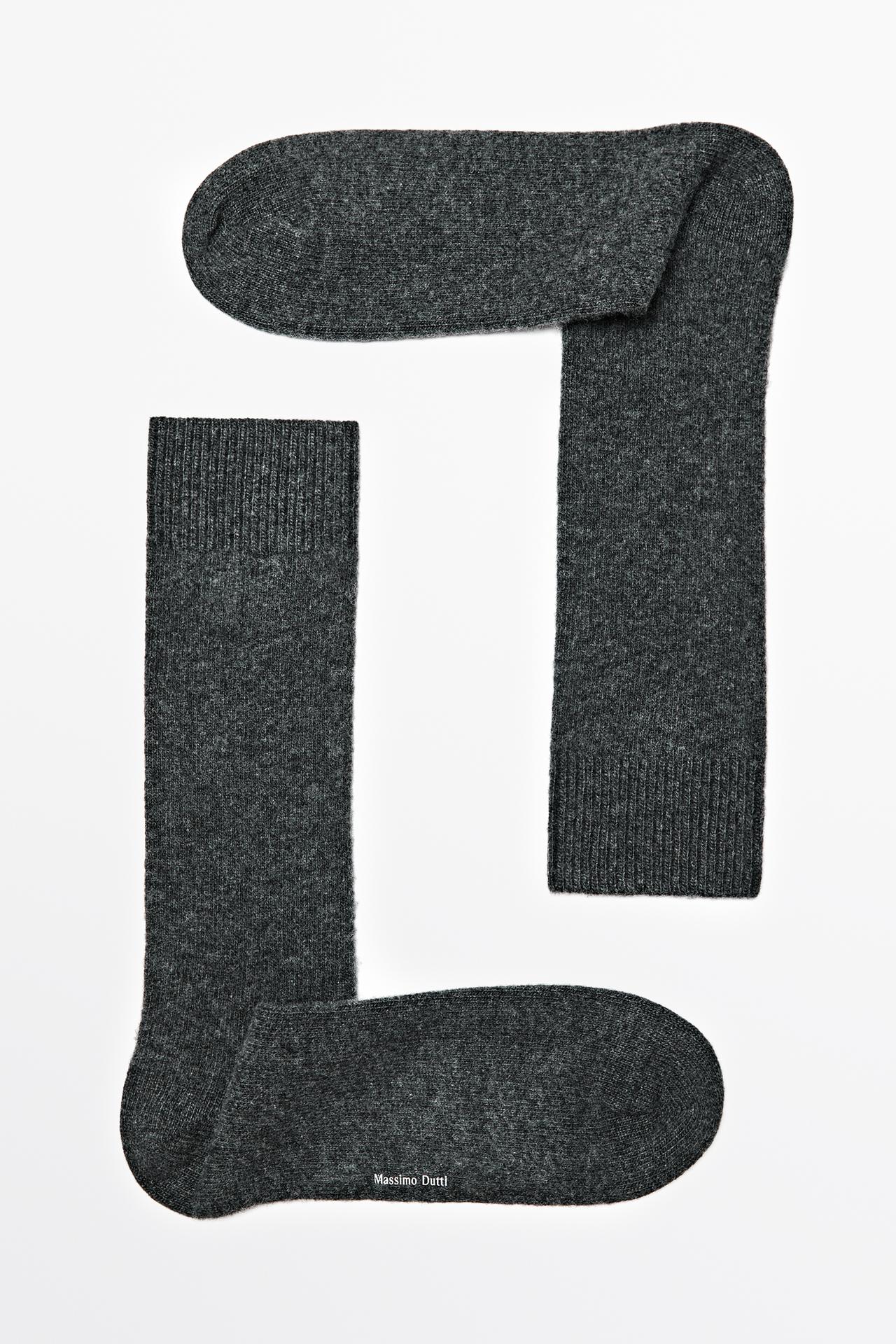 Plain knit wool socks — CHARCOAL