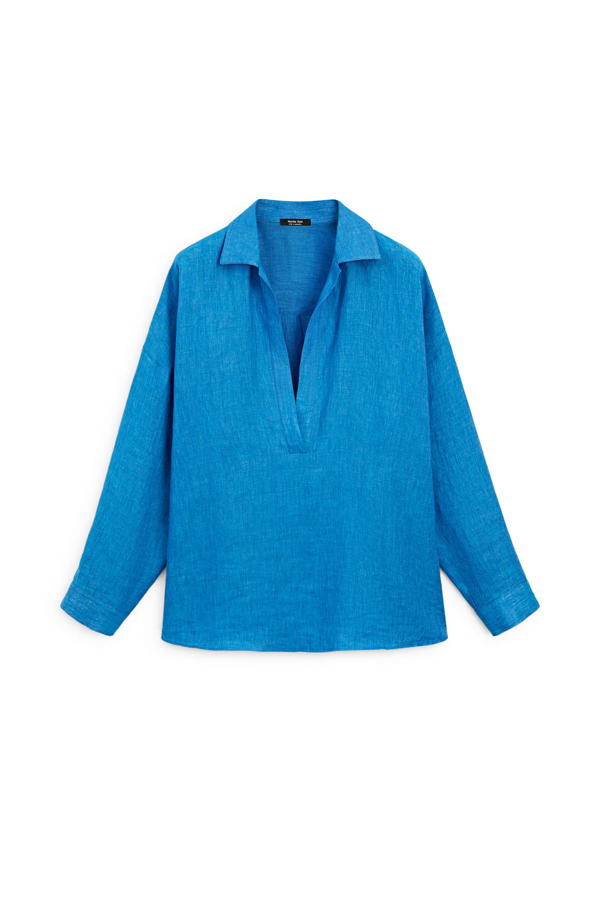 Massimo Dutti %100 keten dökümlü bluz