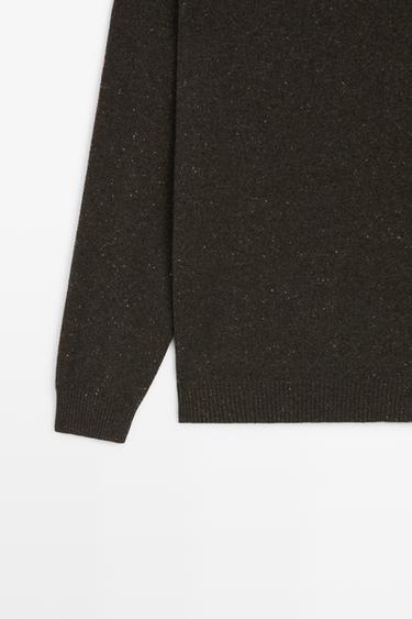 Heathered wool knit sweater — BROWN 7