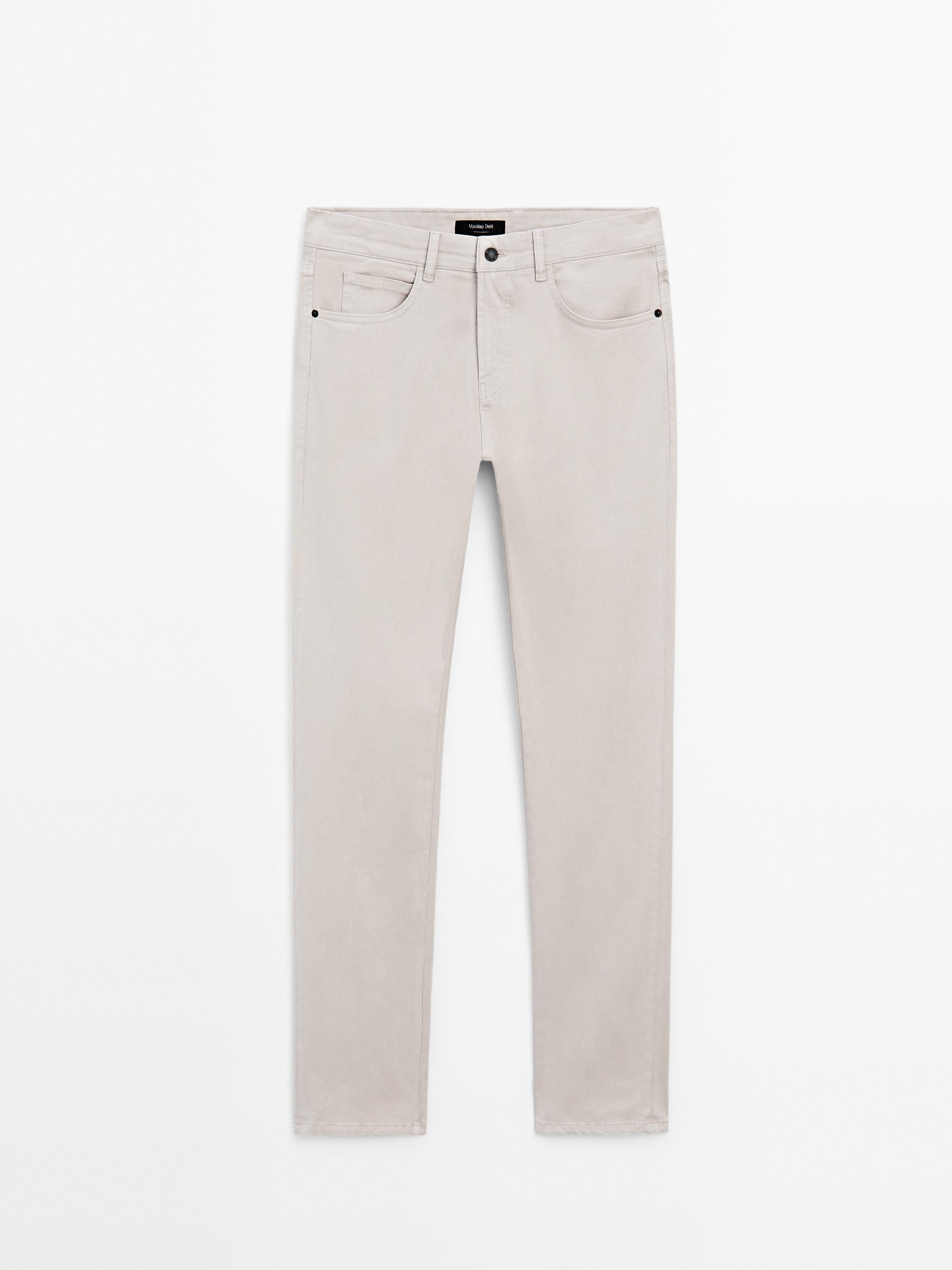 Blugi slim fit din satin de amestec de bumbac
