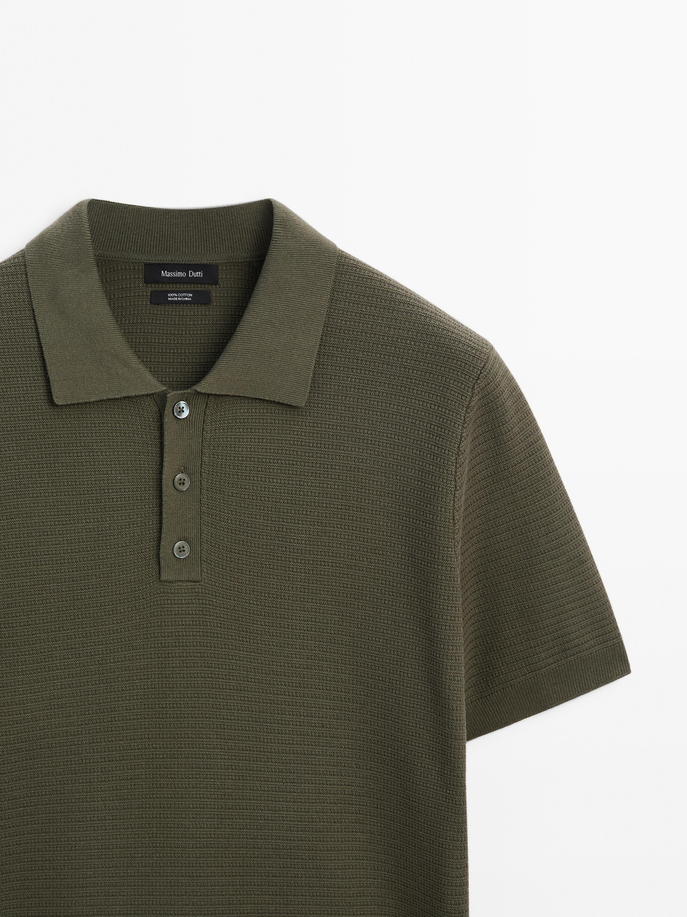Knit polo sweater with short sleeves