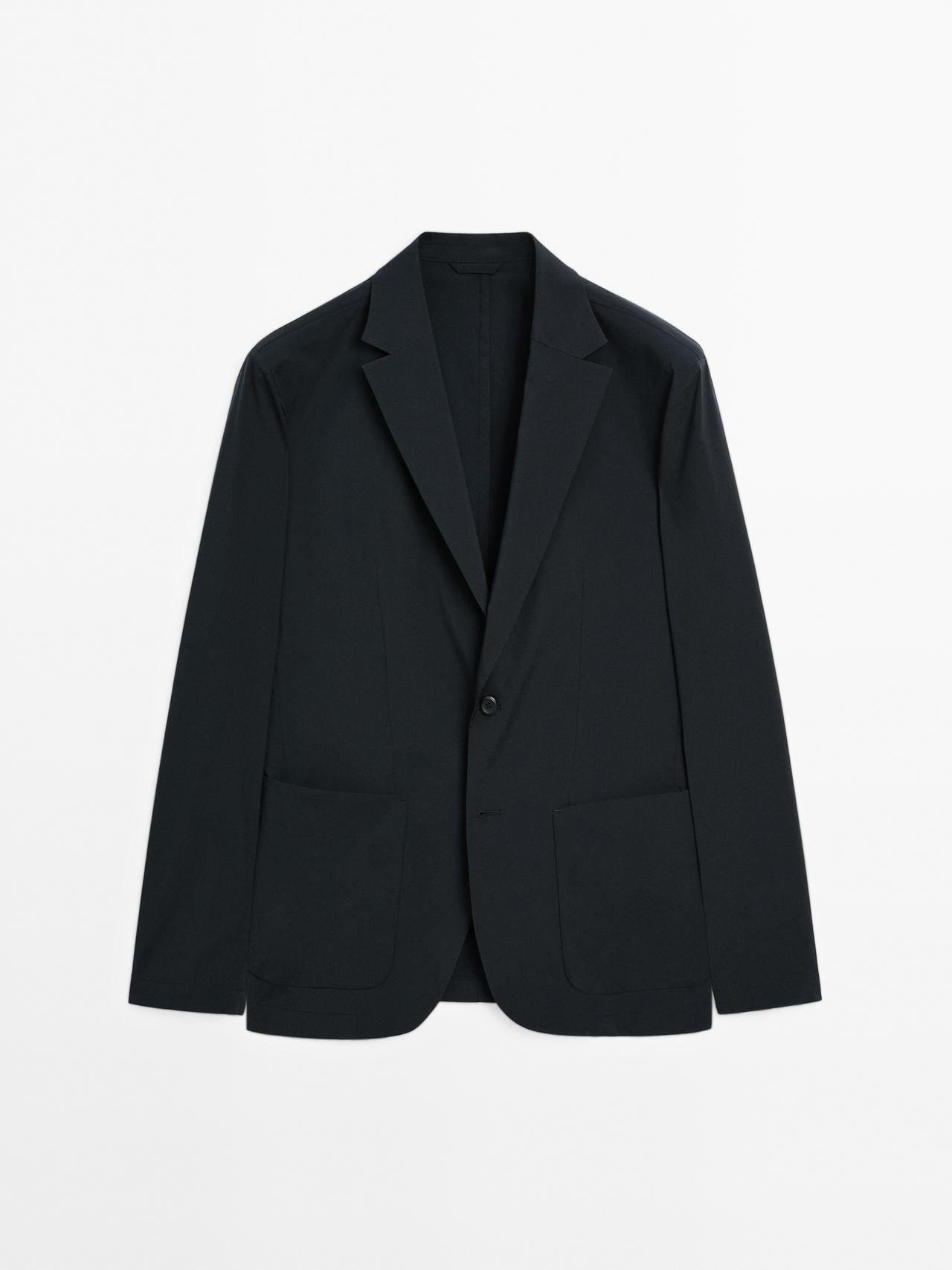 Massimo Dutti - Herre - Let Blazer I Funktionsstof - Marineblå - 48