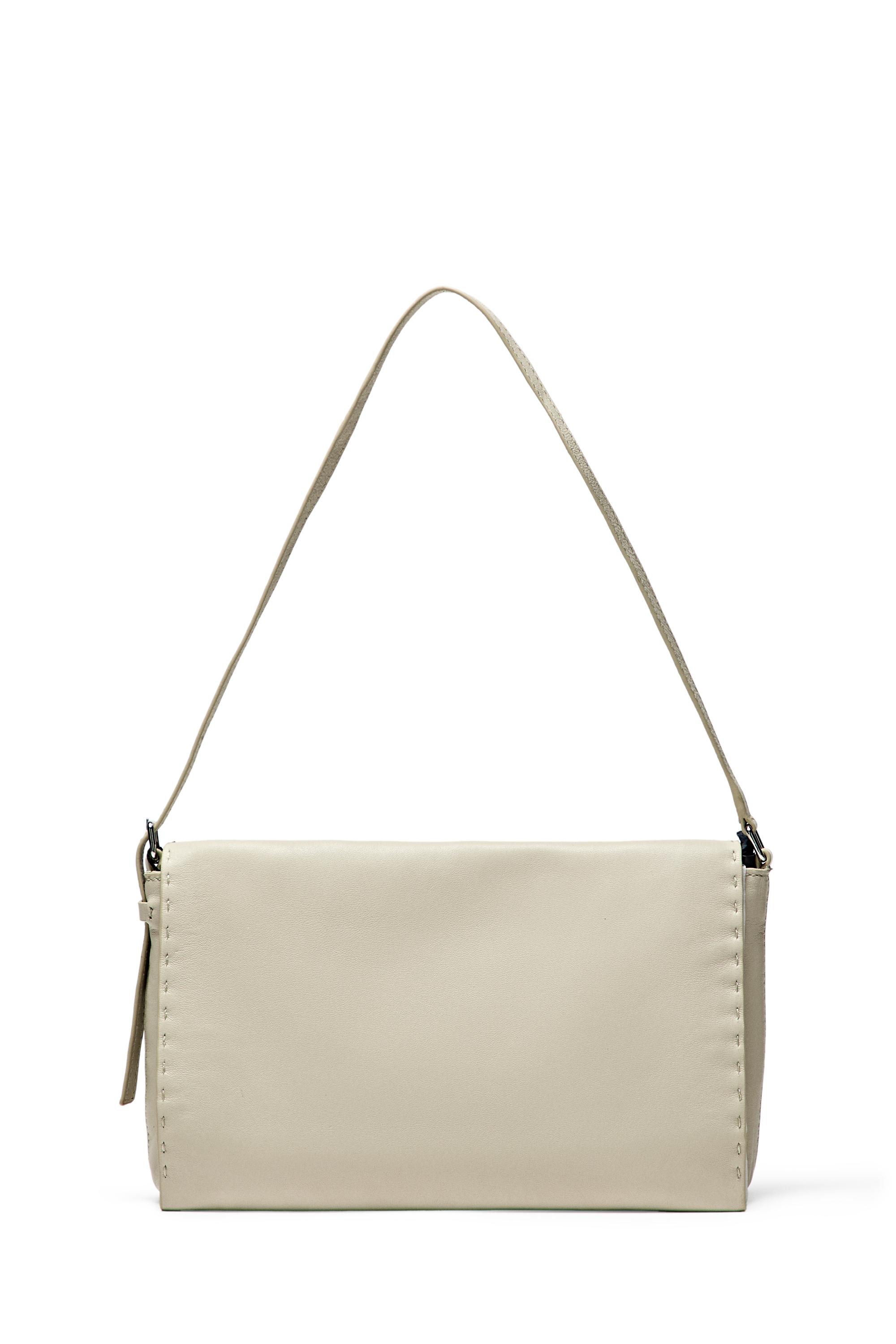 Nappa leather crossbody bag with topstitching — Gold