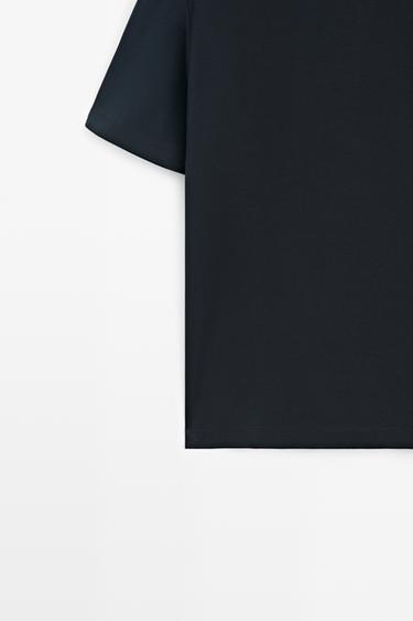 Contrast neck short sleeve T-shirt — NAVY BLUE 7