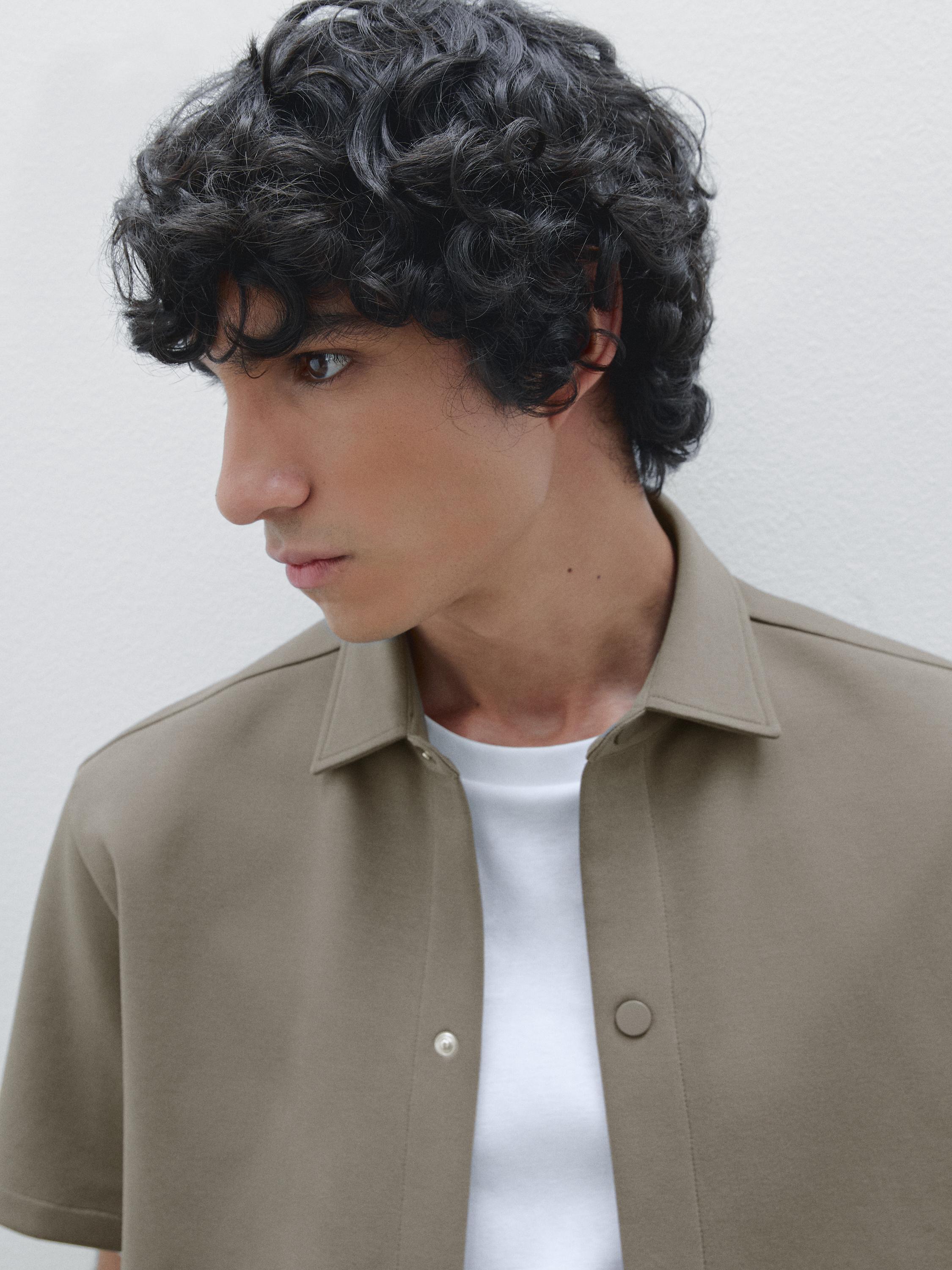 Chemise boutons-pression en coton mélangé