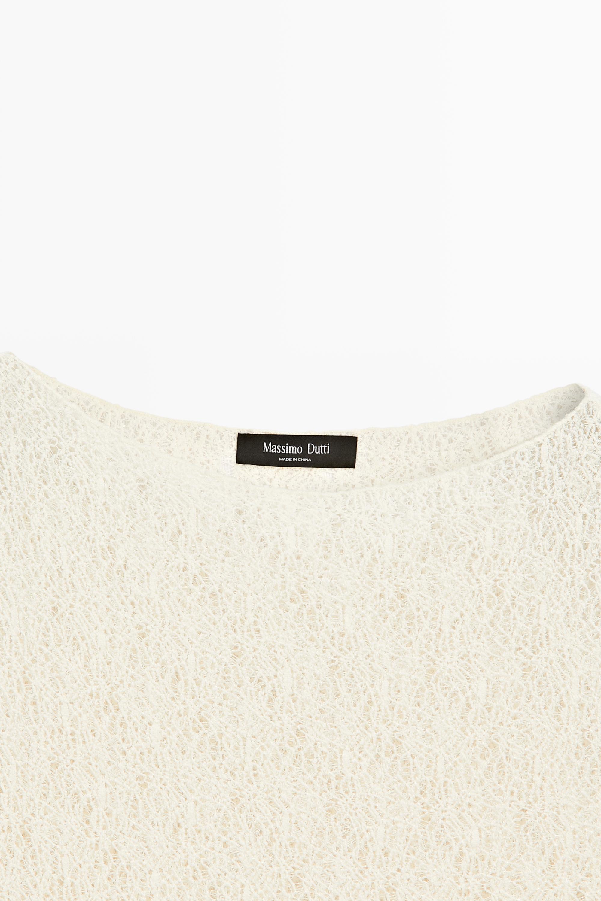 Sleeveless open-knit top — CREAM