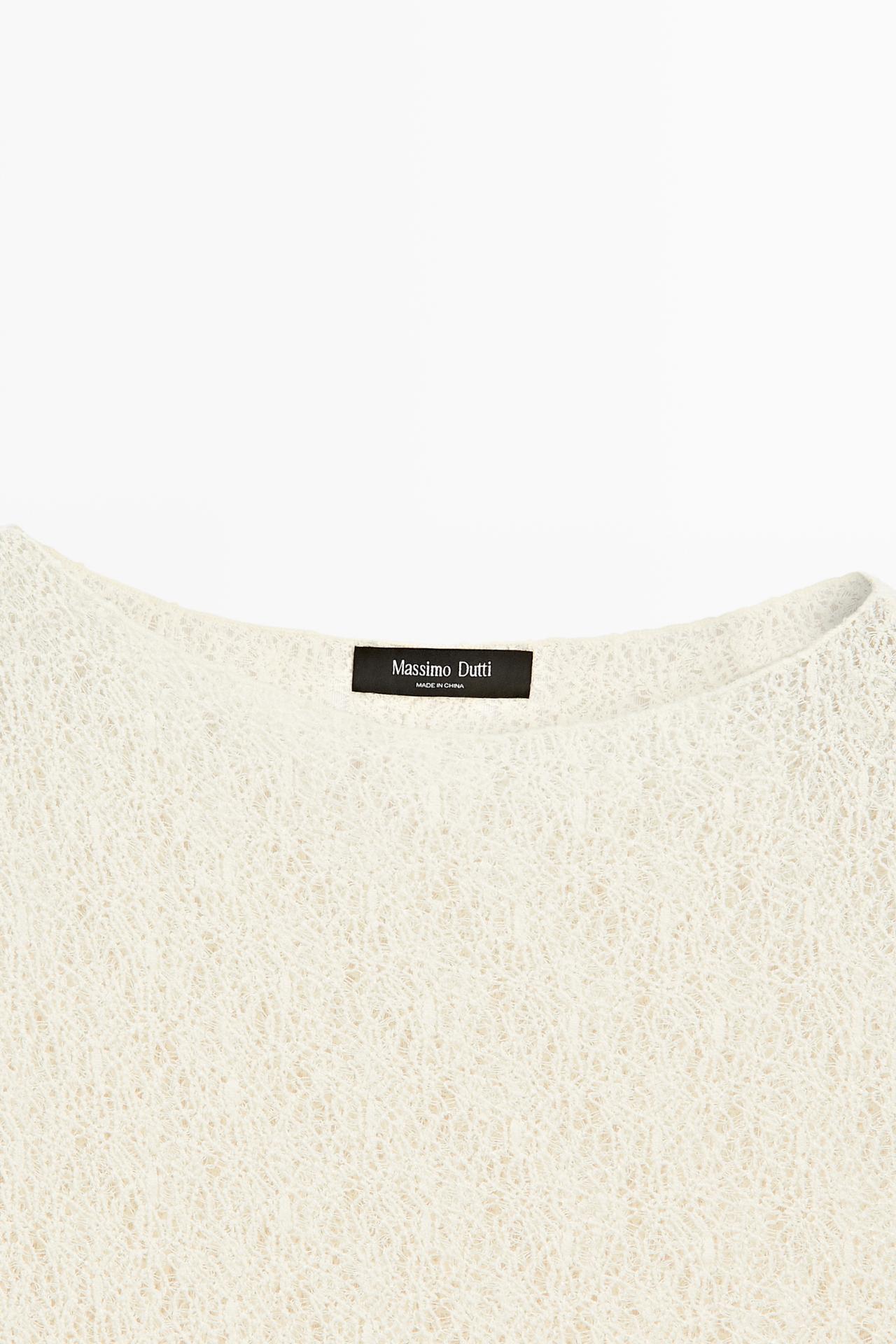Sleeveless open-knit top — CREAM