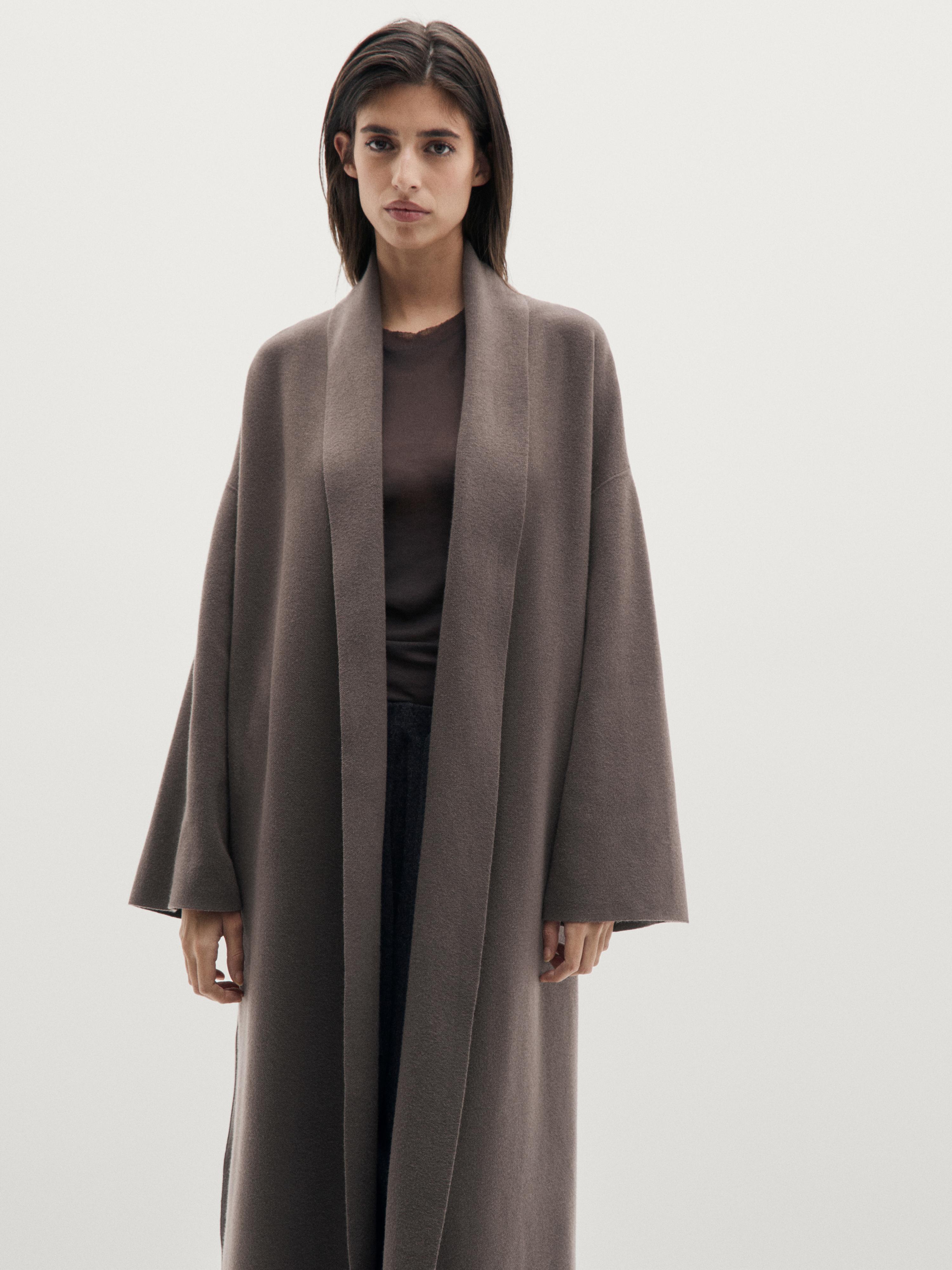 Bağcıklı uzun triko hırka