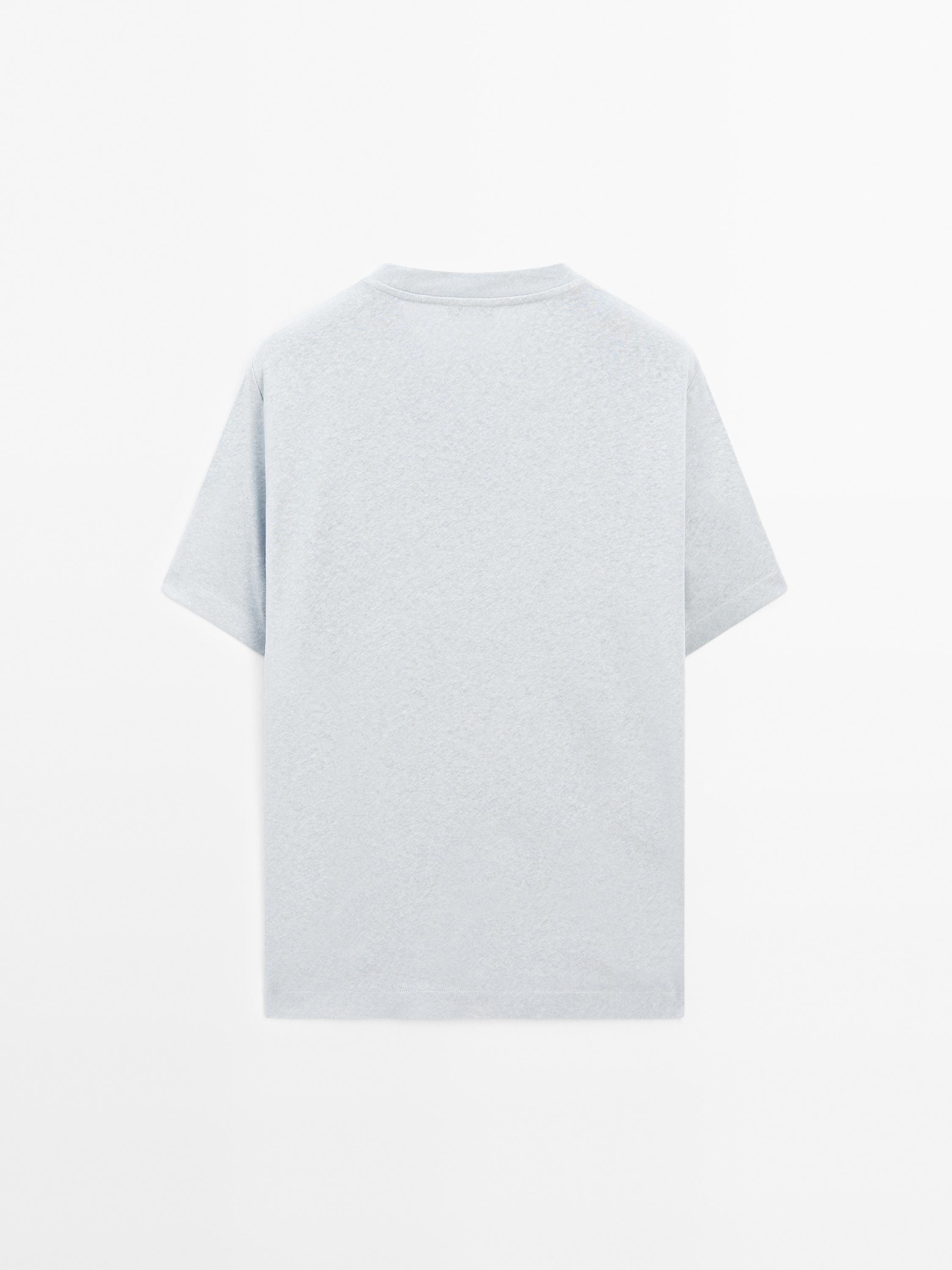 Short-sleeved T-shirt with linen