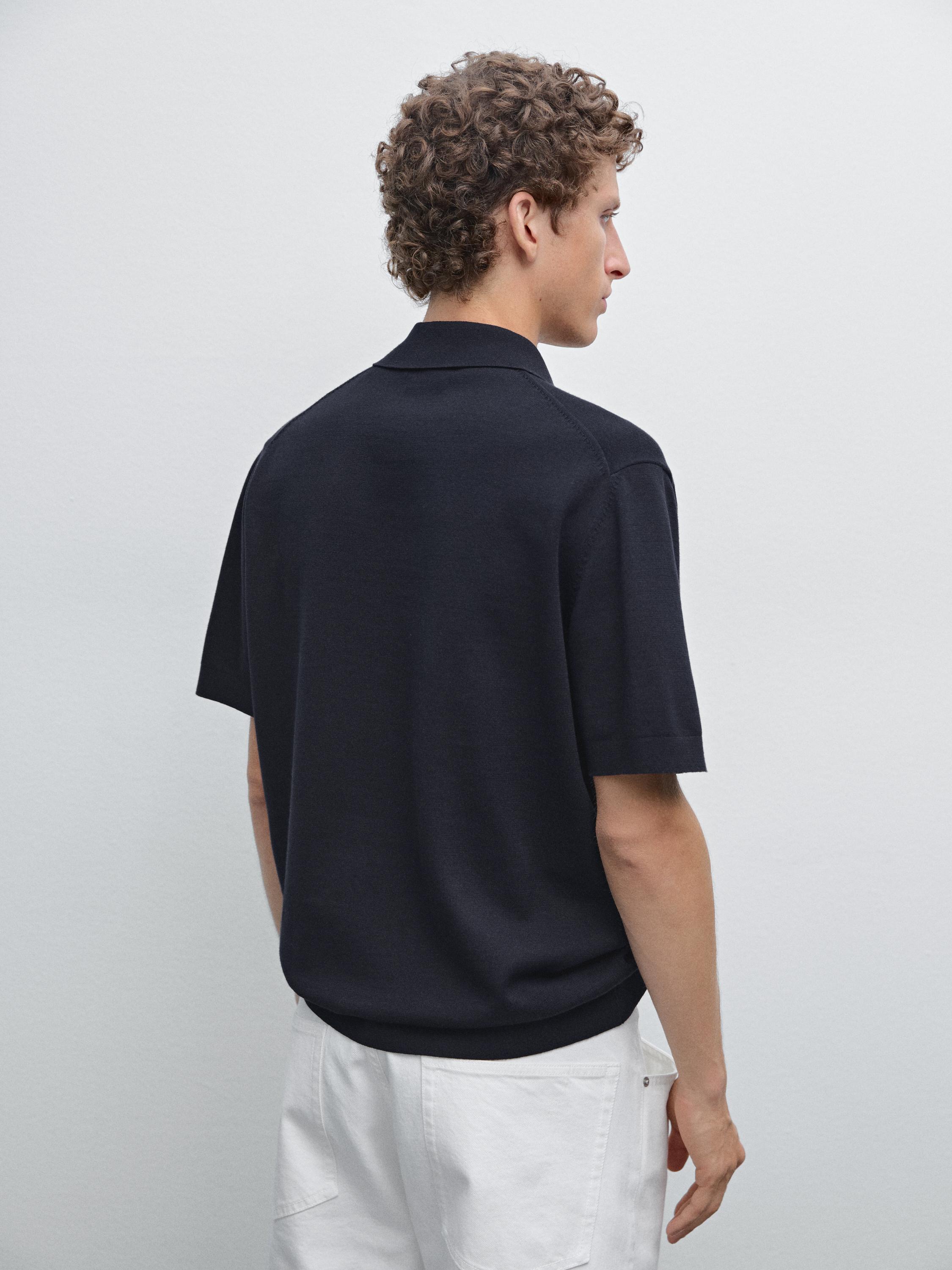 Cotton knit quarter-zip polo shirt