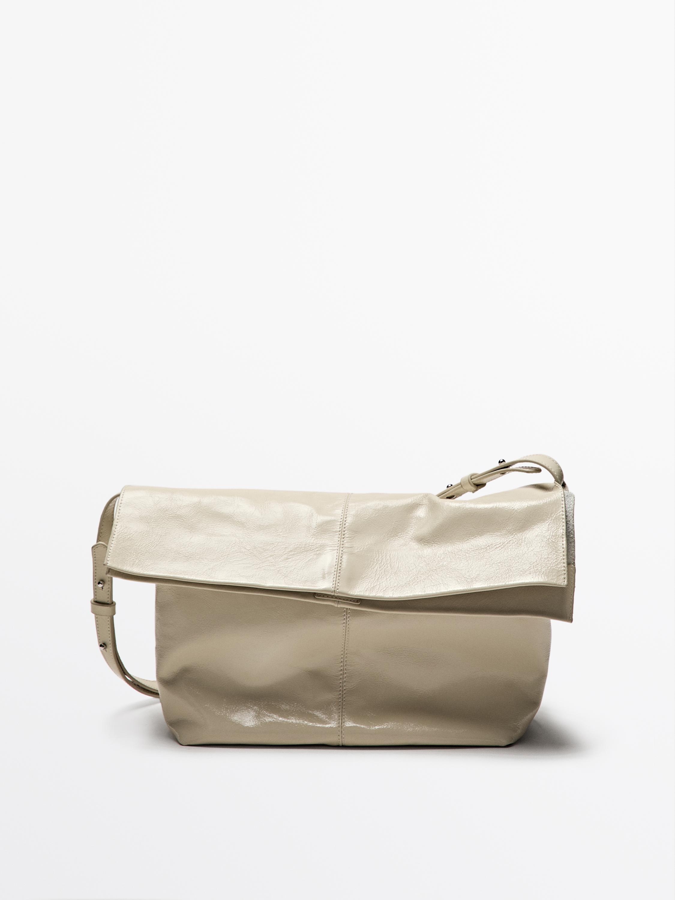 Сумка из кожи наппа с клапаном и эффектом кракле