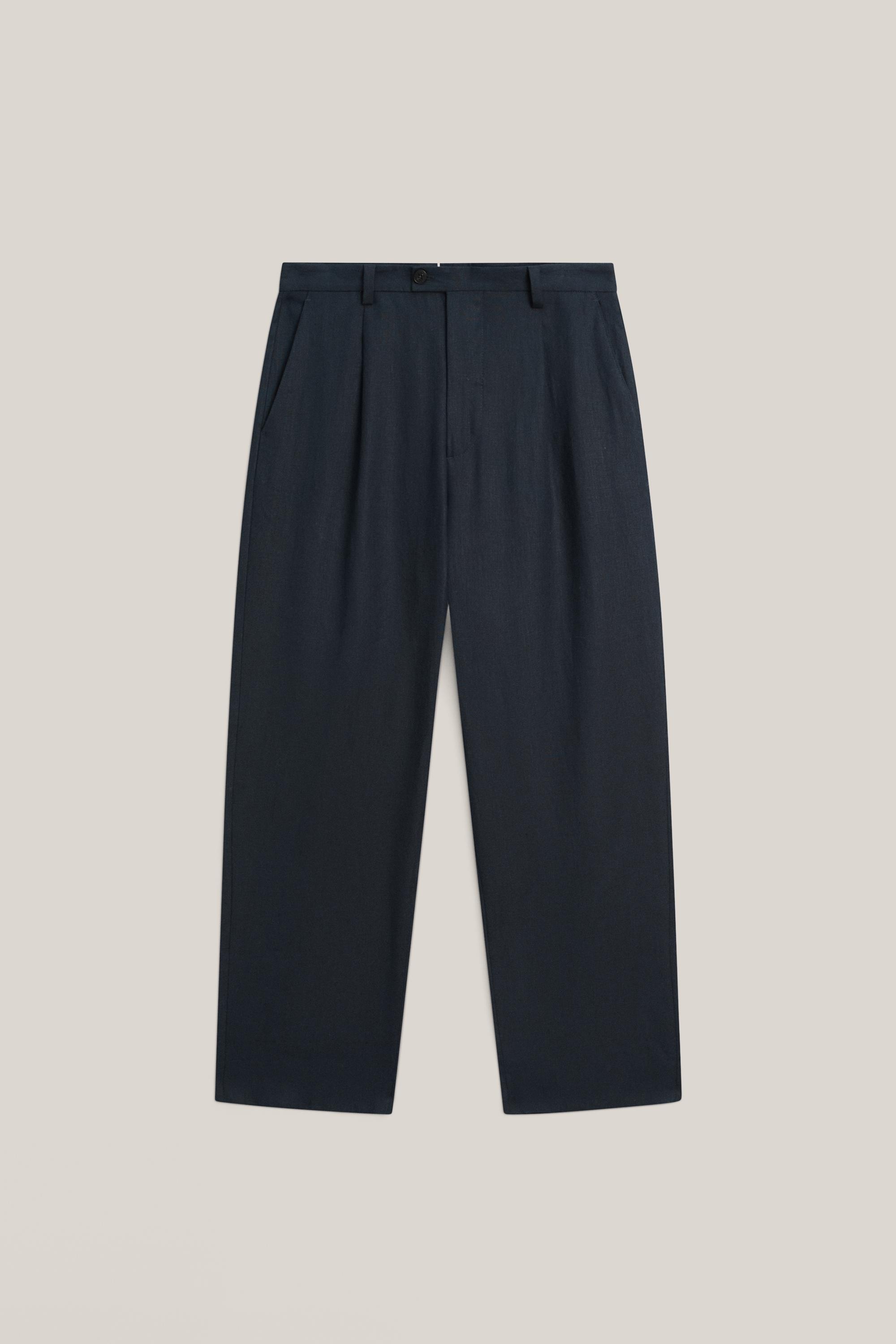 Total look darted linen trousers - LIMITED EDITION — NAVY BLUE