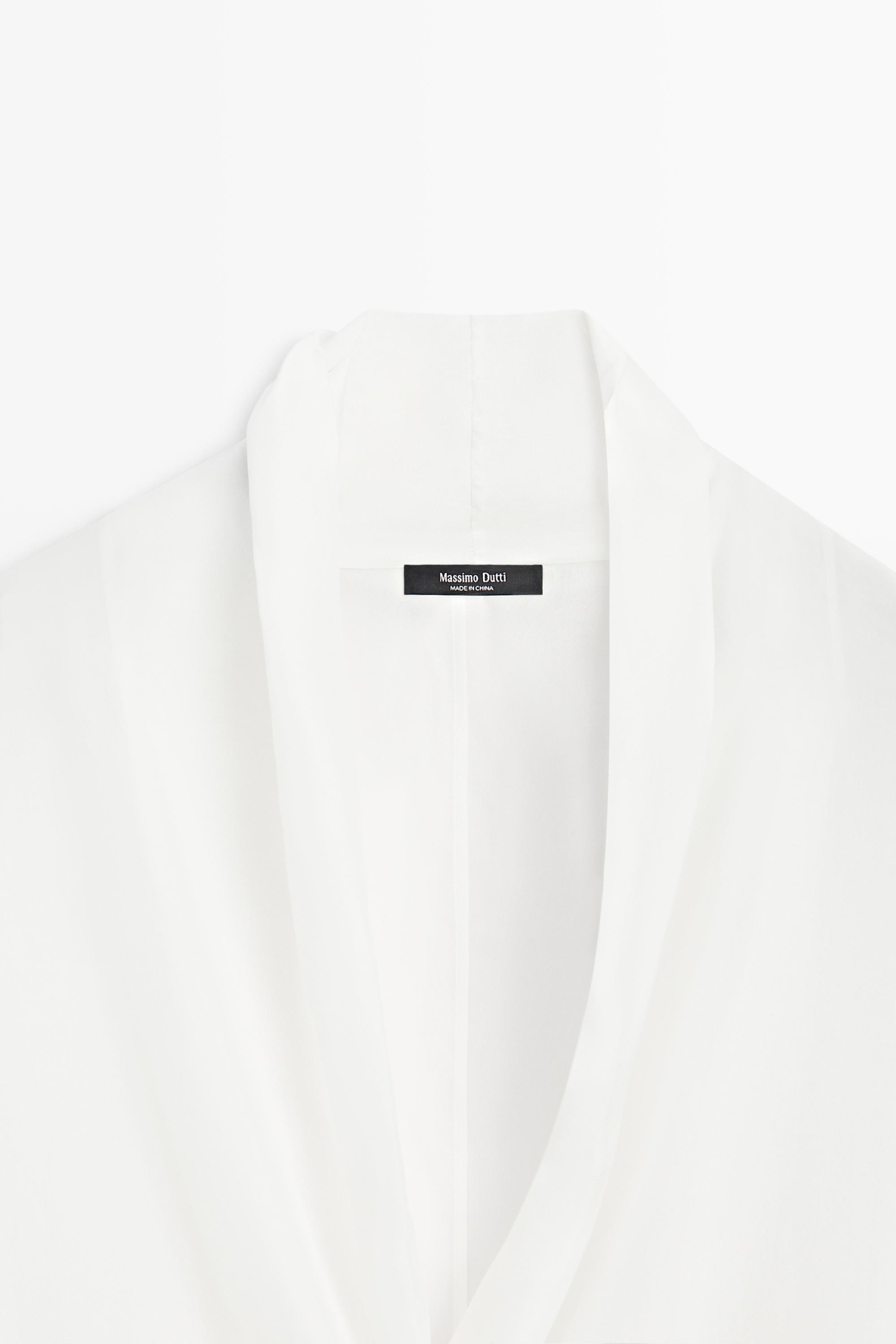 Flowing 100% silk tuxedo-style kimono — Off white