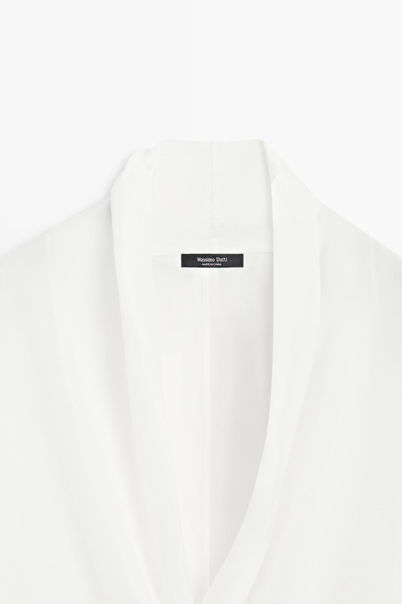 100% silk tuxedo-style wrap shirt — Off white