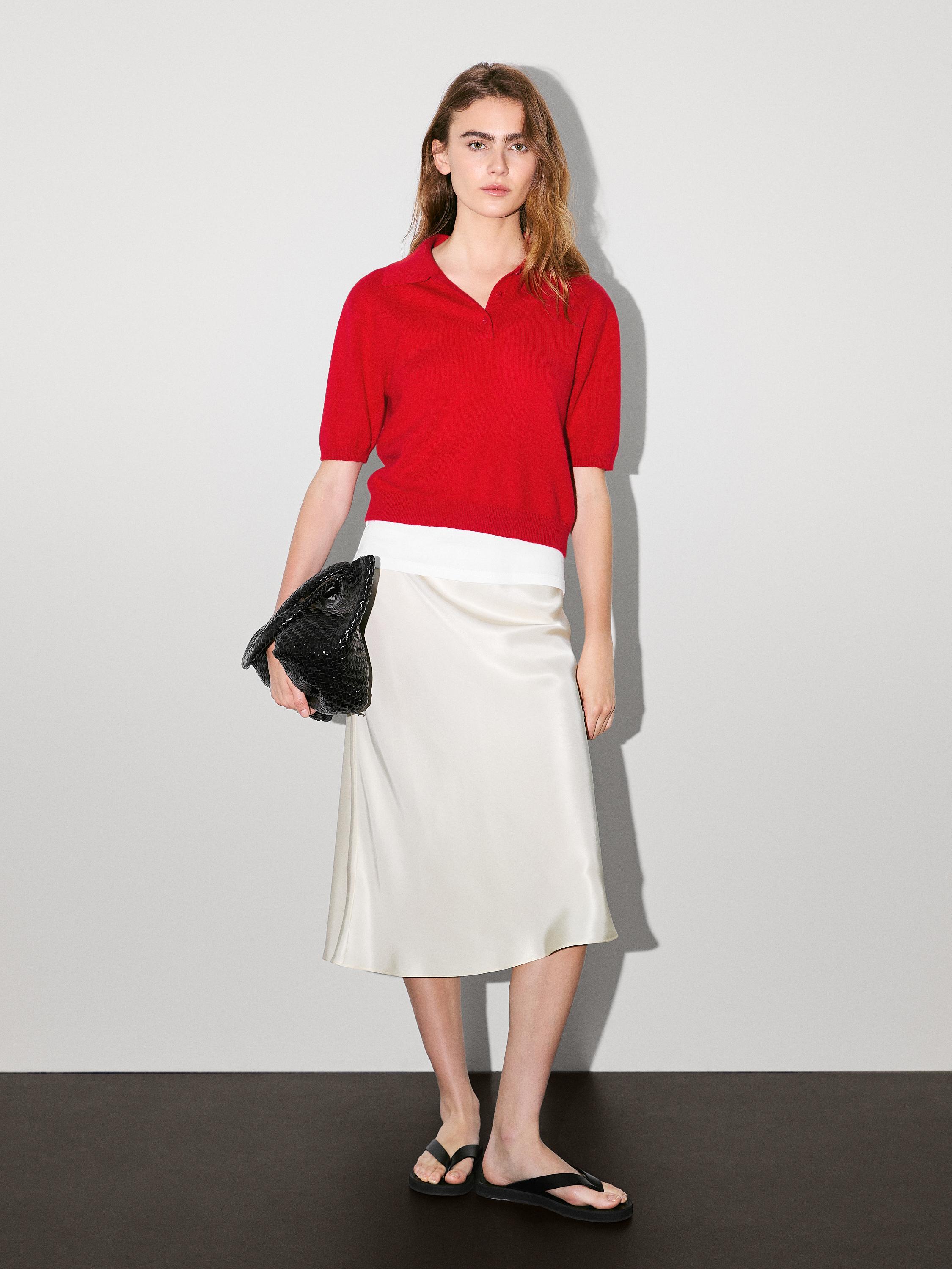 100% cashmere knit short sleeve sweater