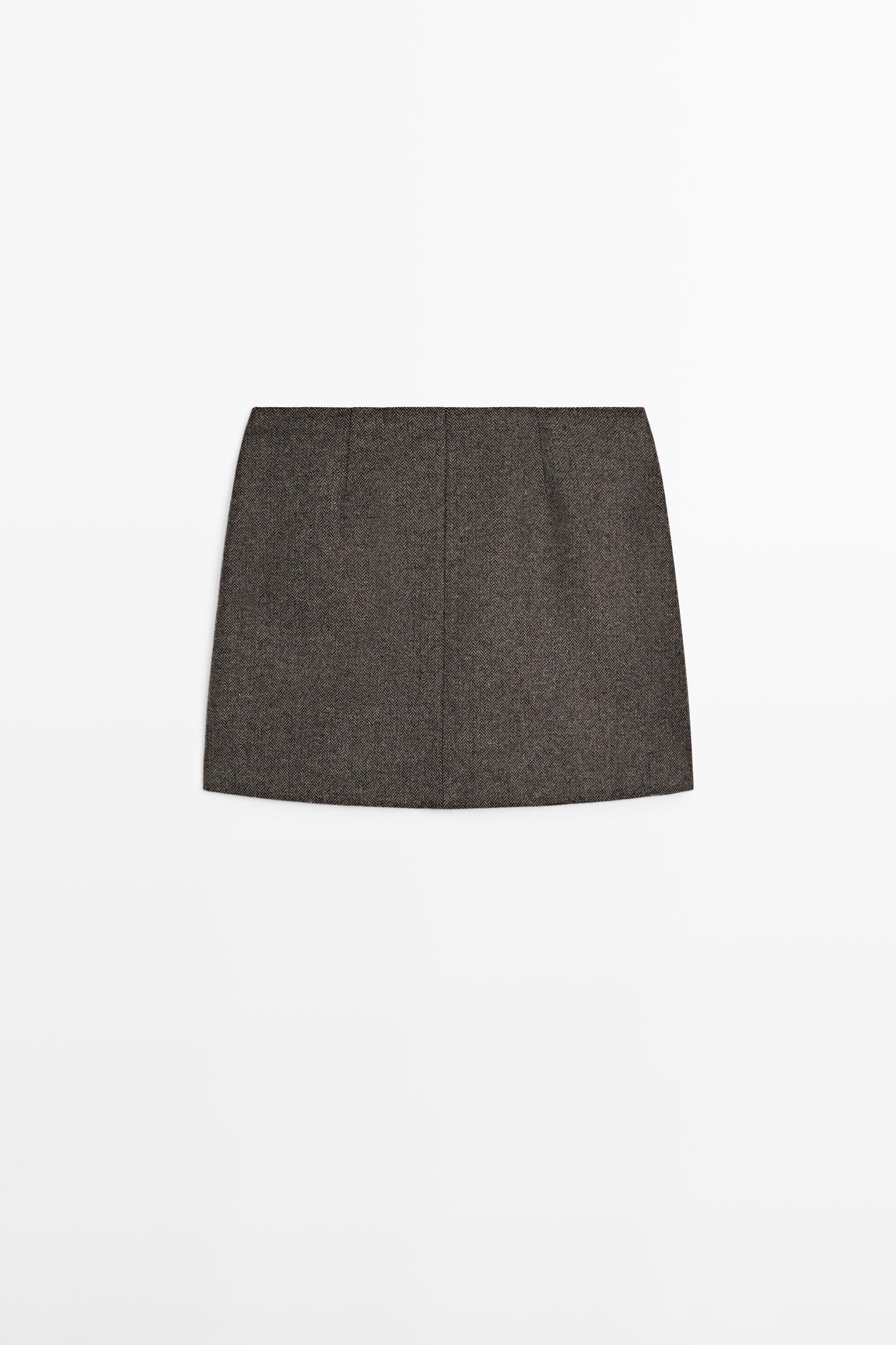 Wool blend mini skirt — Chocolate