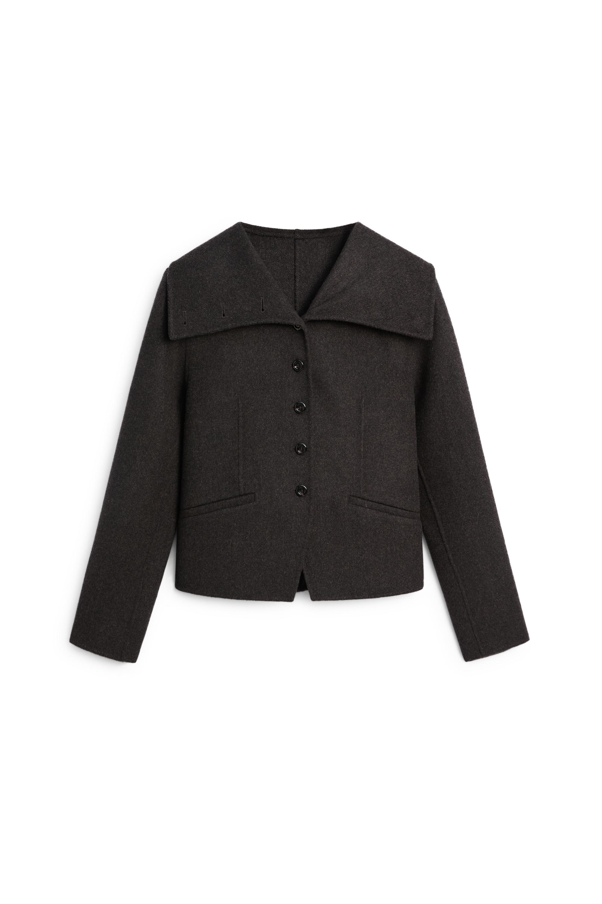 Stand-up collar short jacket — ANTHRACITE GREY
